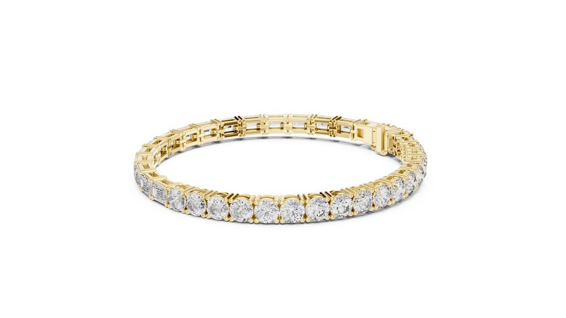 Emerald Cut and Round Brilliant Diamond Alternating Tennis Chain Bracelet