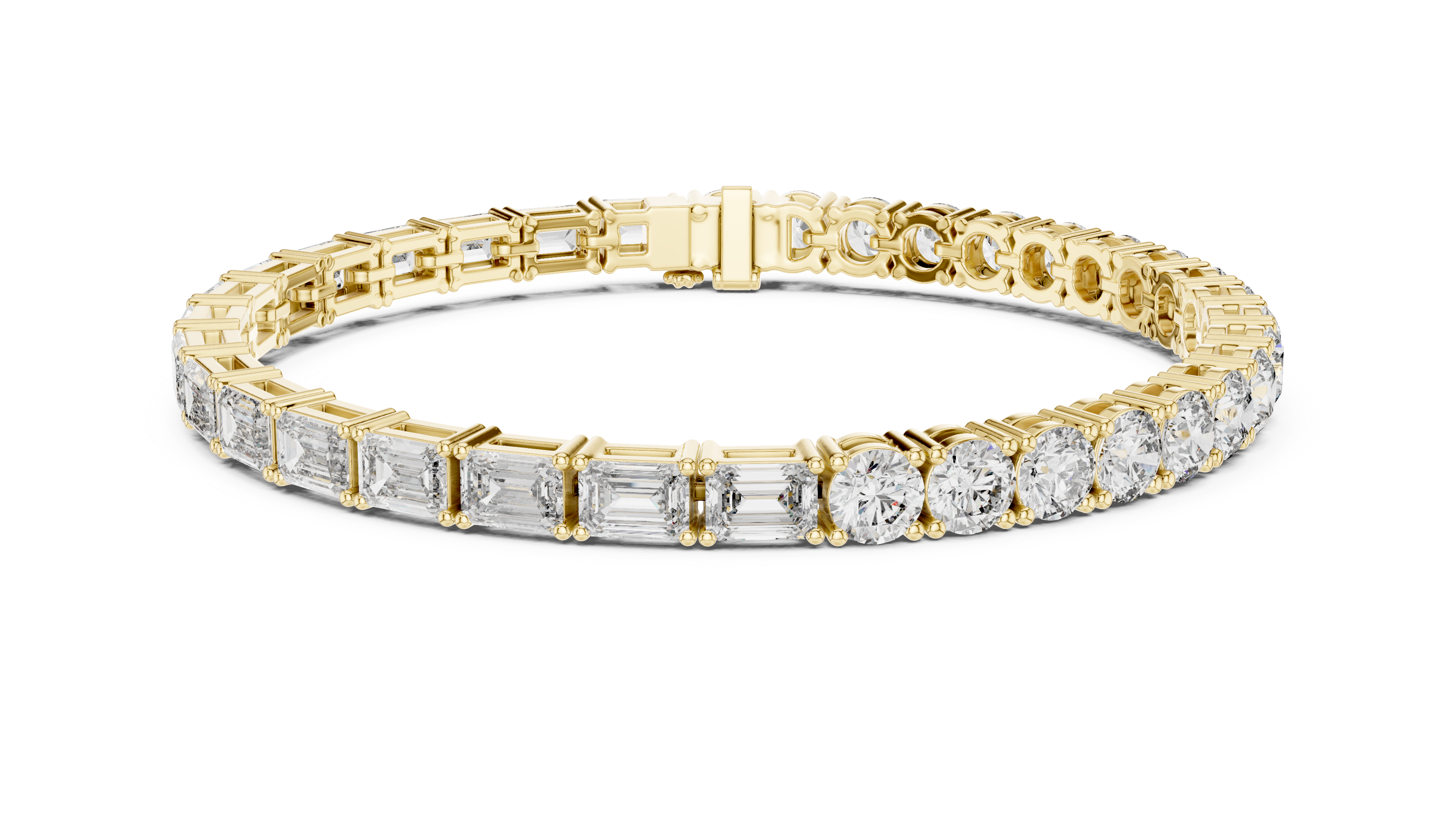 Emerald Cut and Round Brilliant Diamond Alternating Tennis Chain Bracelet