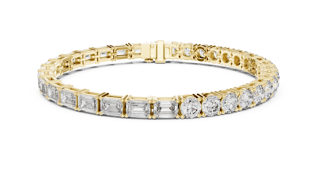 Emerald Cut and Round Brilliant Diamond Alternating Tennis Chain Bracelet