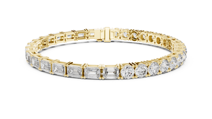 Emerald Cut and Round Brilliant Diamond Alternating Tennis Chain Bracelet