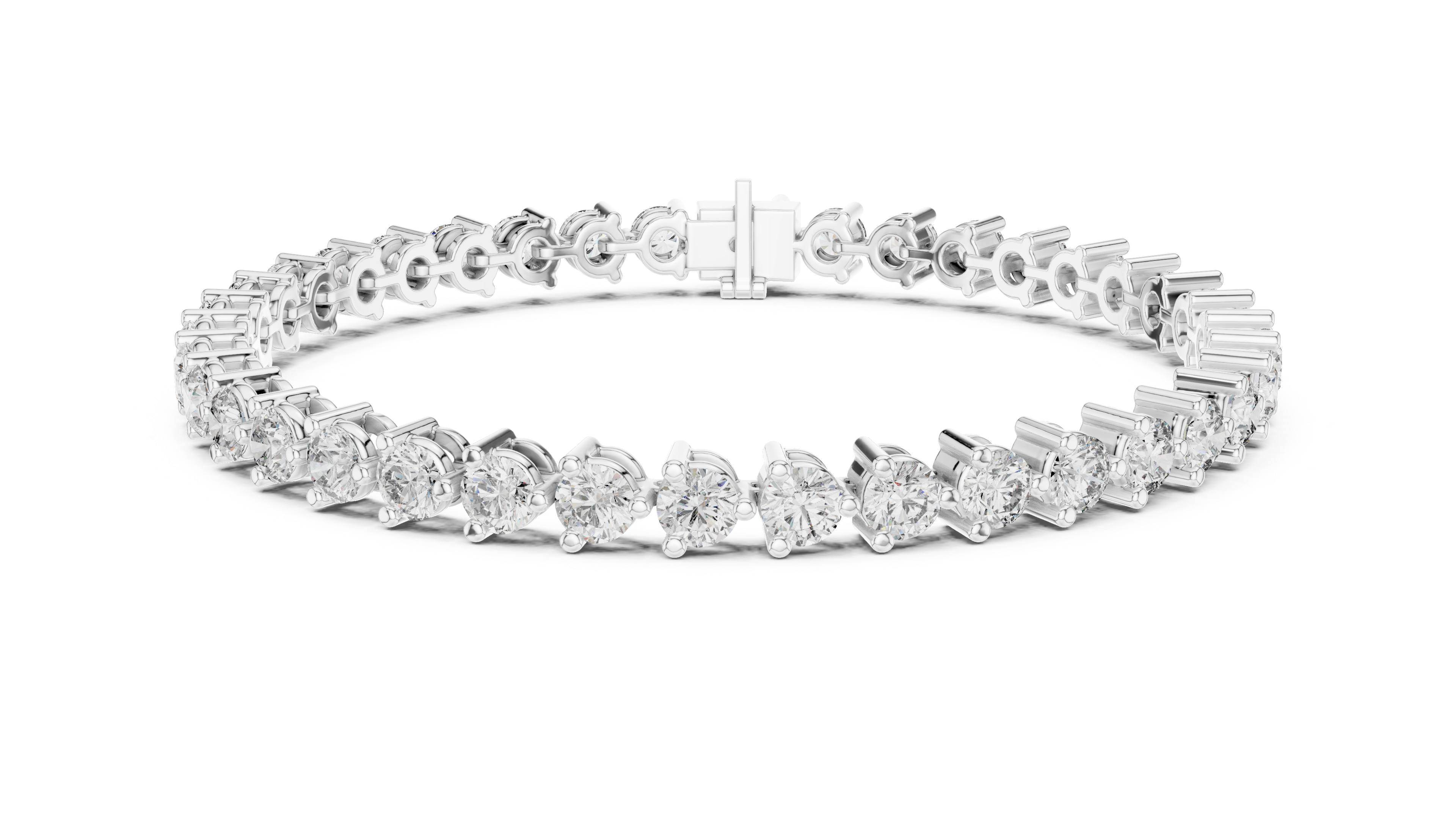 Round Brilliant Diamond Classic Tennis Chain Bracelet in Collet Setting