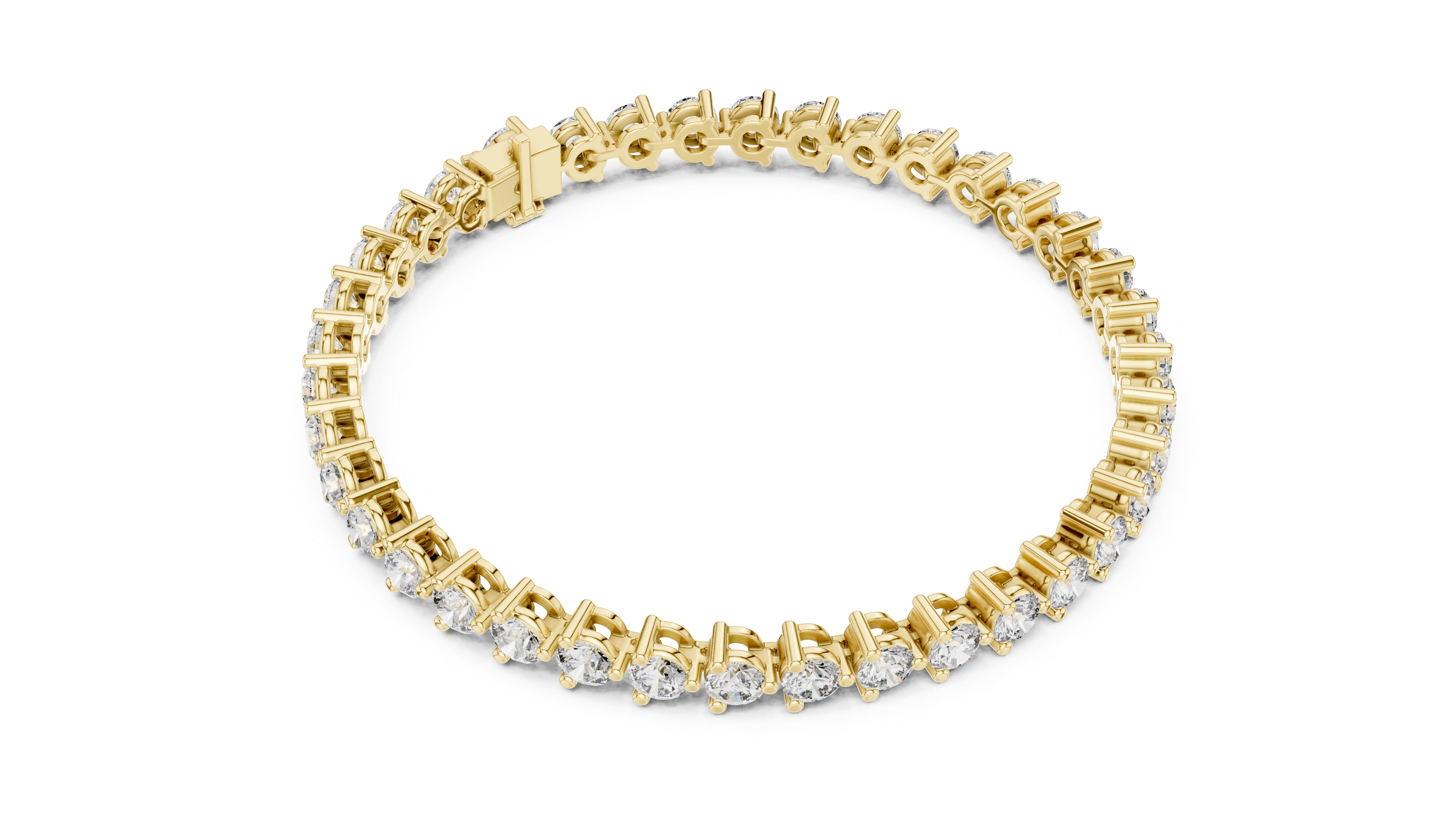 Round Brilliant Diamond Classic Tennis Chain Bracelet in Collet Setting