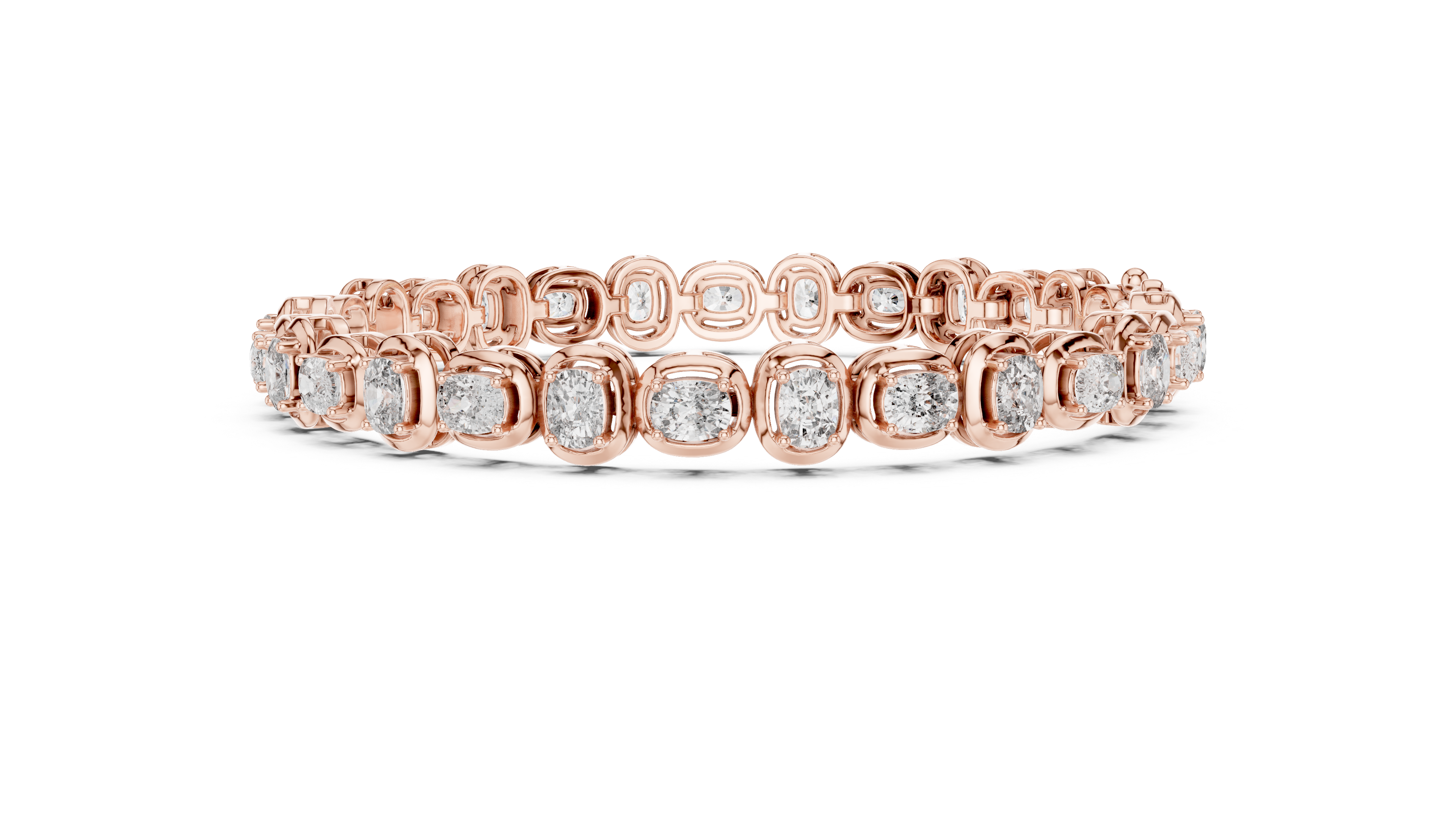 Cushion Cut Diamond Classic Tennis Chain Bracelet in Collet Setting