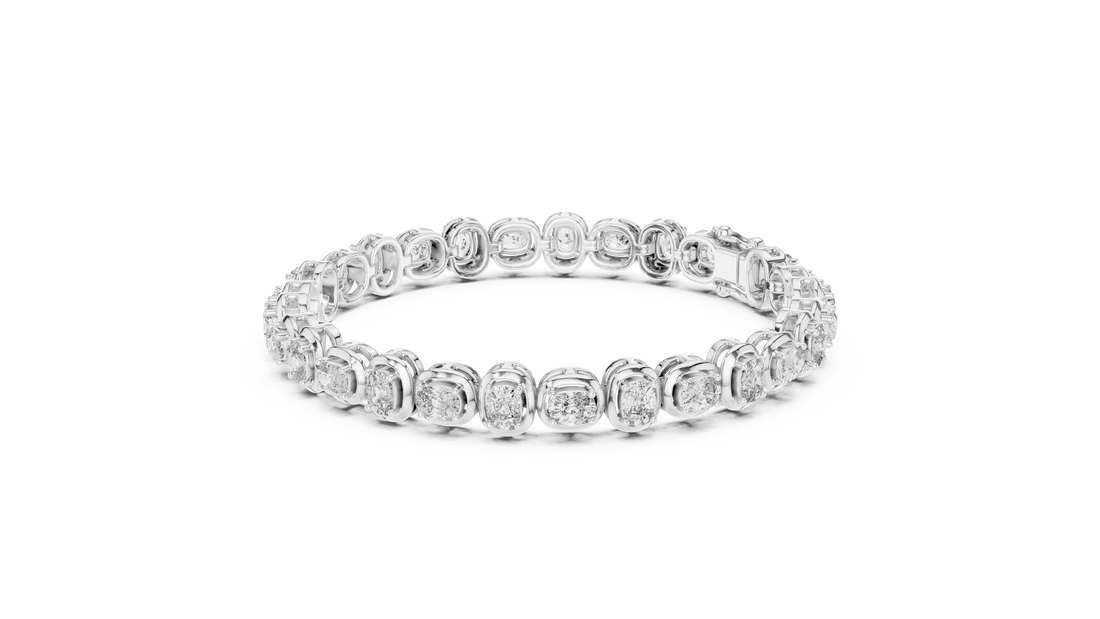 Cushion Cut Diamond Classic Tennis Chain Bracelet in Collet Setting
