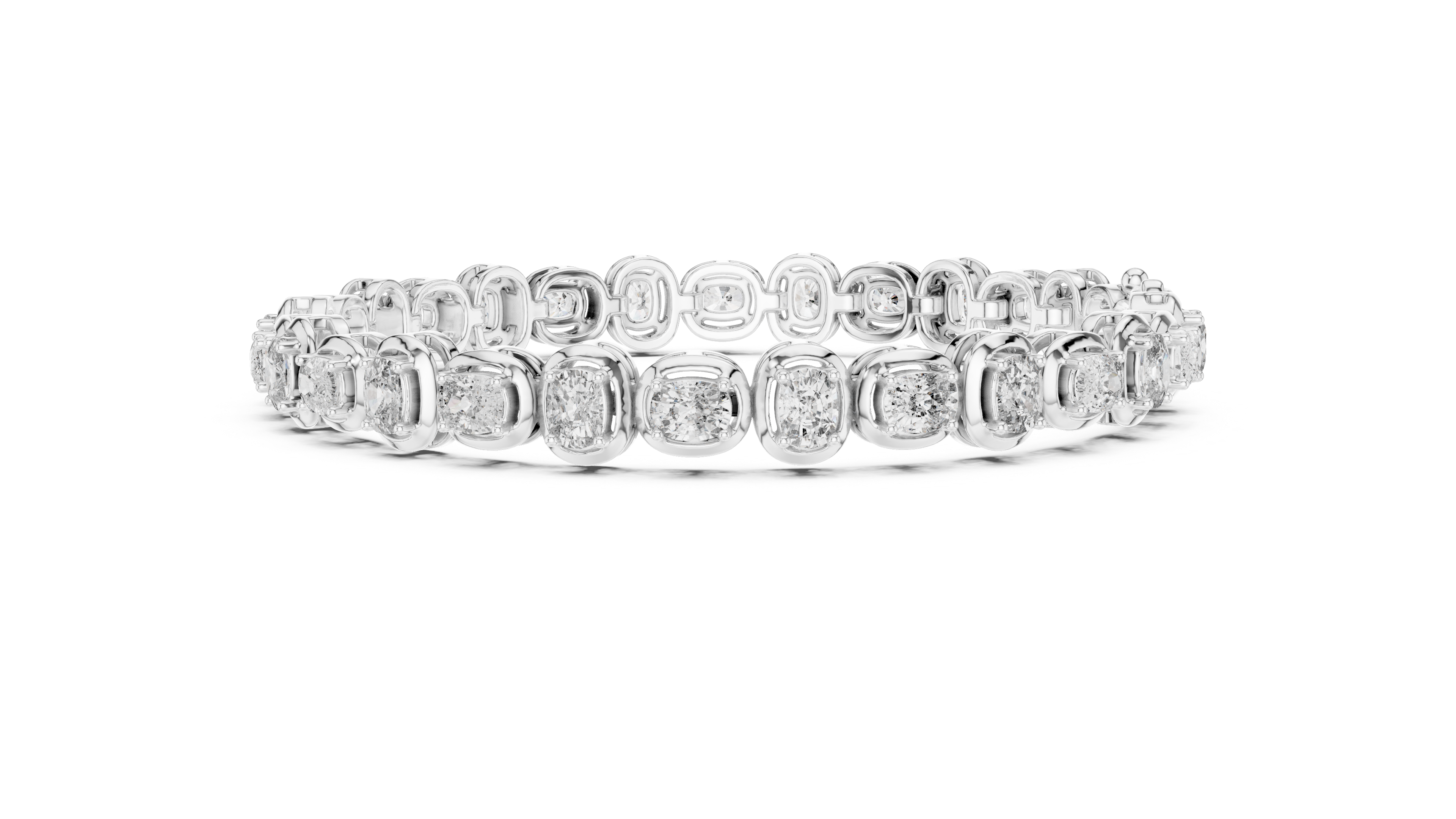 Cushion Cut Diamond Classic Tennis Chain Bracelet in Collet Setting