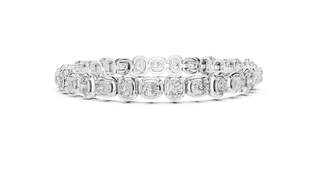 Cushion Cut Diamond Classic Tennis Chain Bracelet in Collet Setting