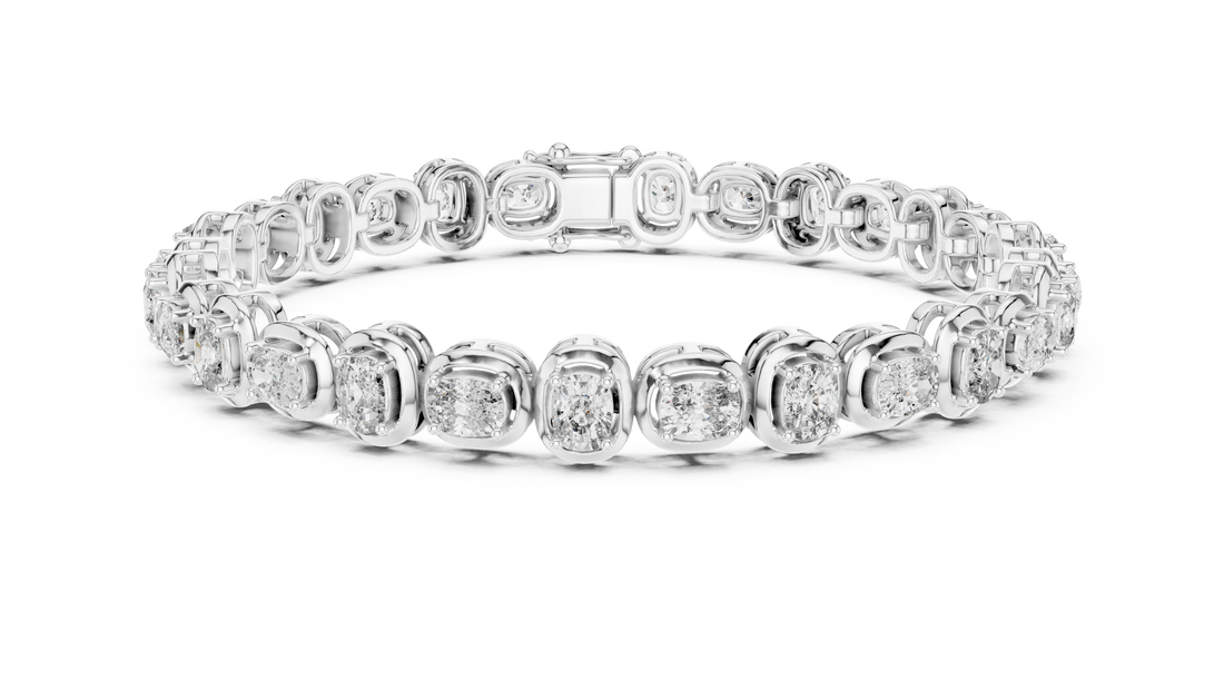 Cushion Cut Diamond Classic Tennis Chain Bracelet in Collet Setting