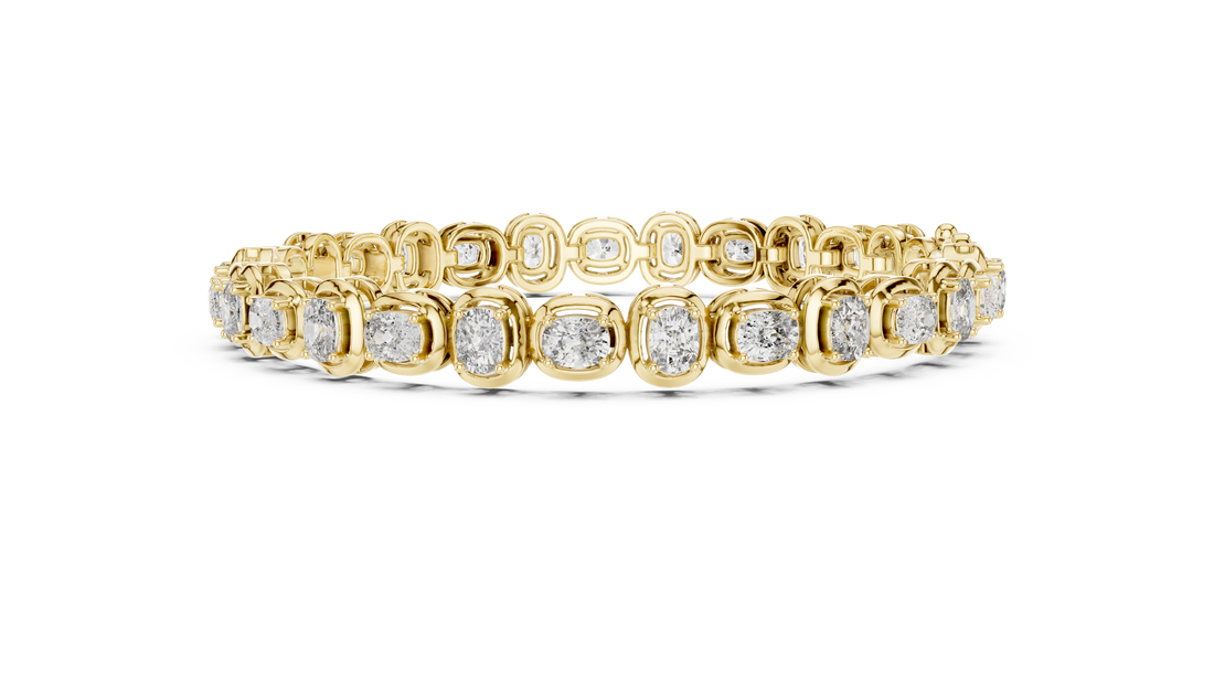 Cushion Cut Diamond Classic Tennis Chain Bracelet in Collet Setting