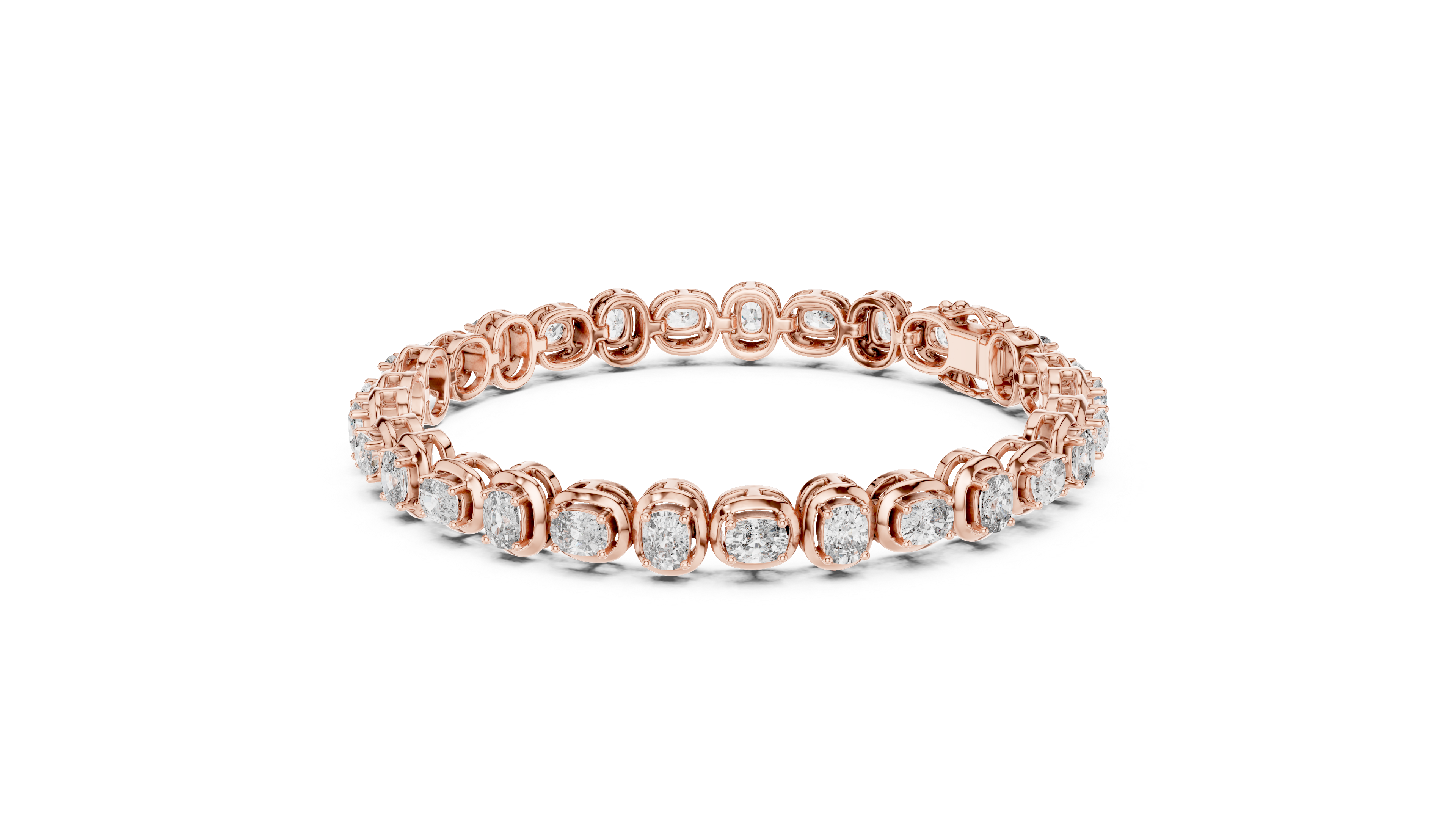 Cushion Cut Diamond Tennis Bracelet with Classic Collet Link Settings