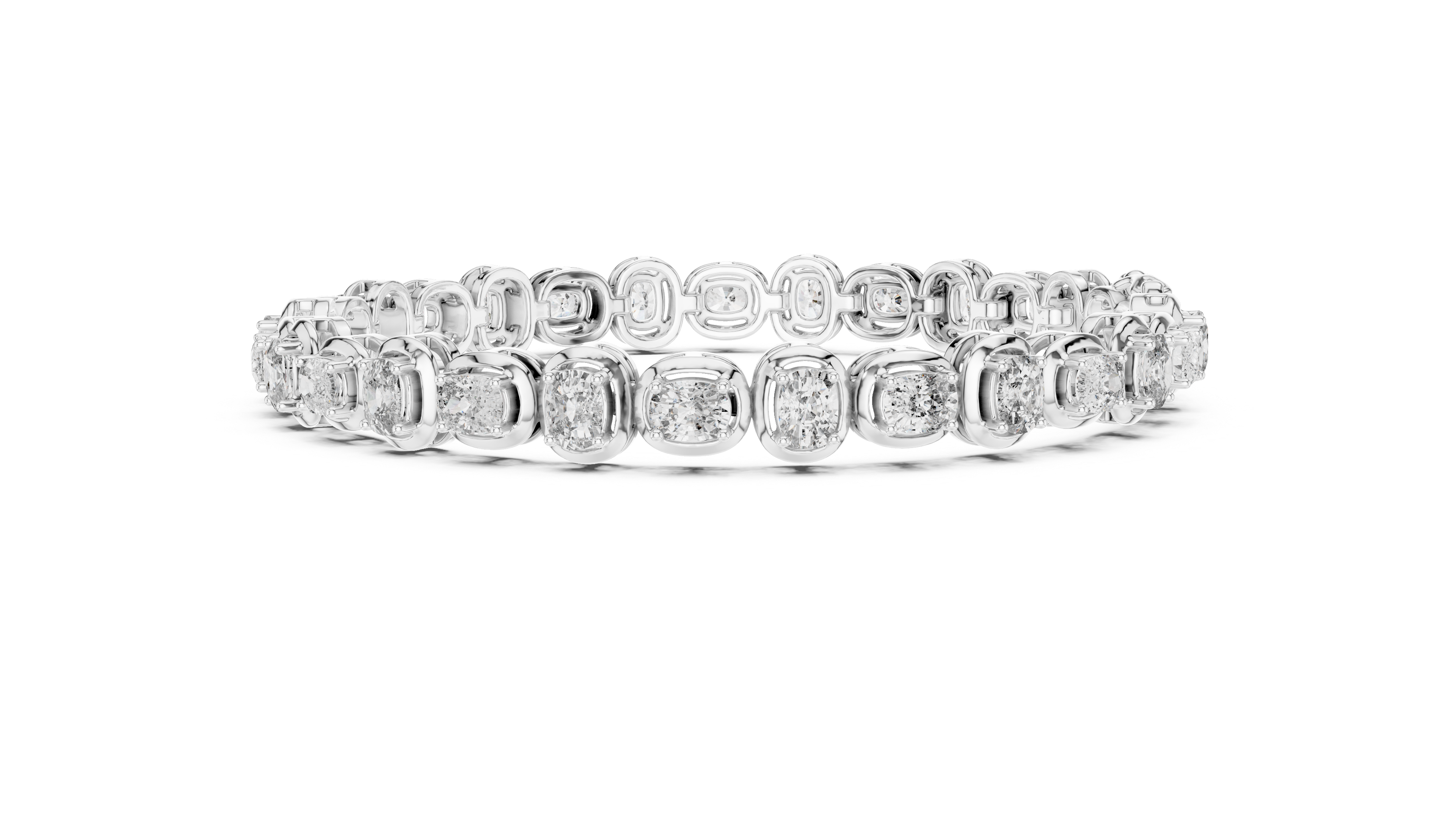 Cushion Cut Diamond Tennis Bracelet with Classic Collet Link Settings