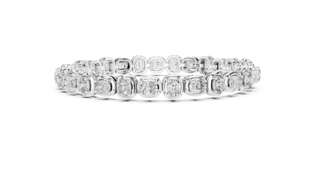 Cushion Cut Diamond Tennis Bracelet with Classic Collet Link Settings