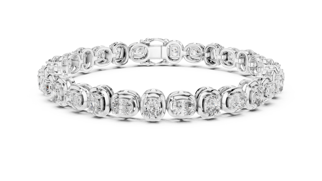 Cushion Cut Diamond Tennis Bracelet with Classic Collet Link Settings