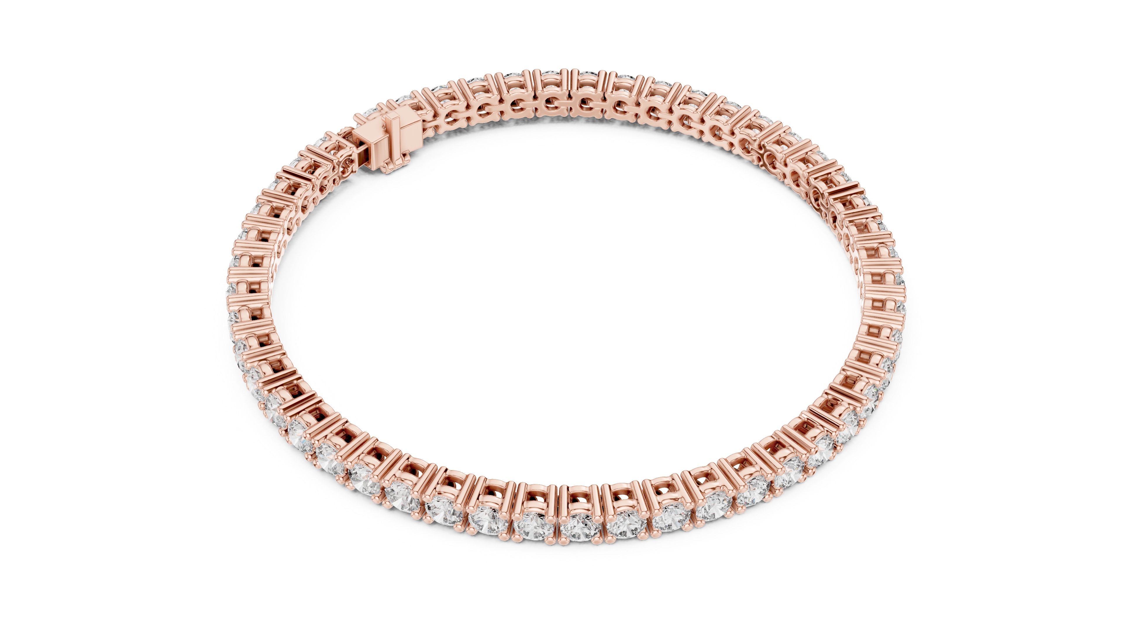 Round Brilliant Diamond Classic Tennis Chain Bracelet in Collet Setting