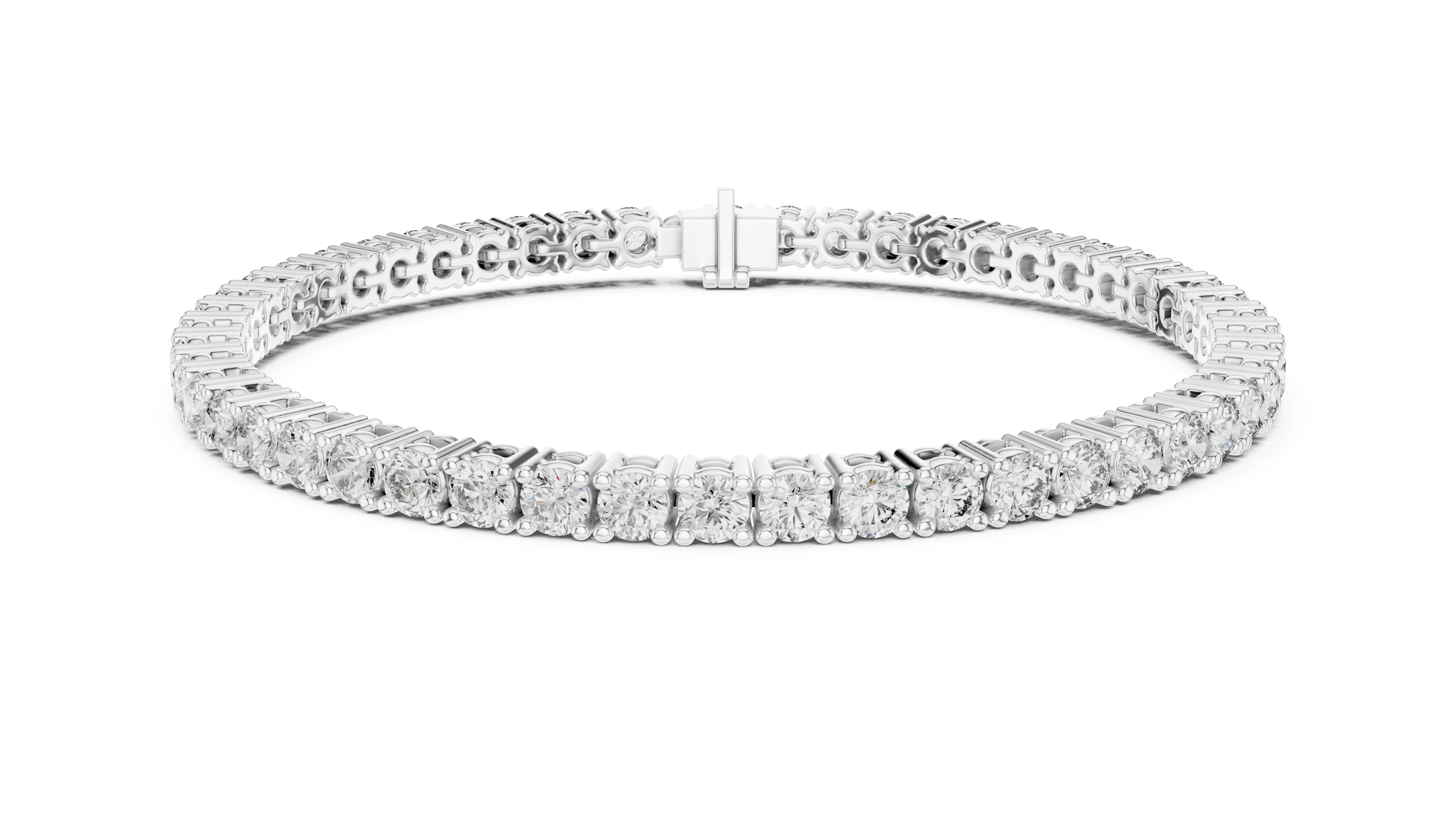 Round Brilliant Diamond Classic Tennis Chain Bracelet in Collet Setting