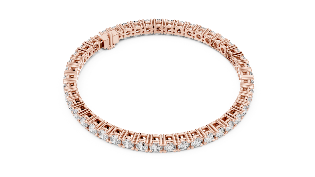Round Cut Diamond Tennis Link Bracelet in Classic Collet Setting with Seamless Linear Brilliance