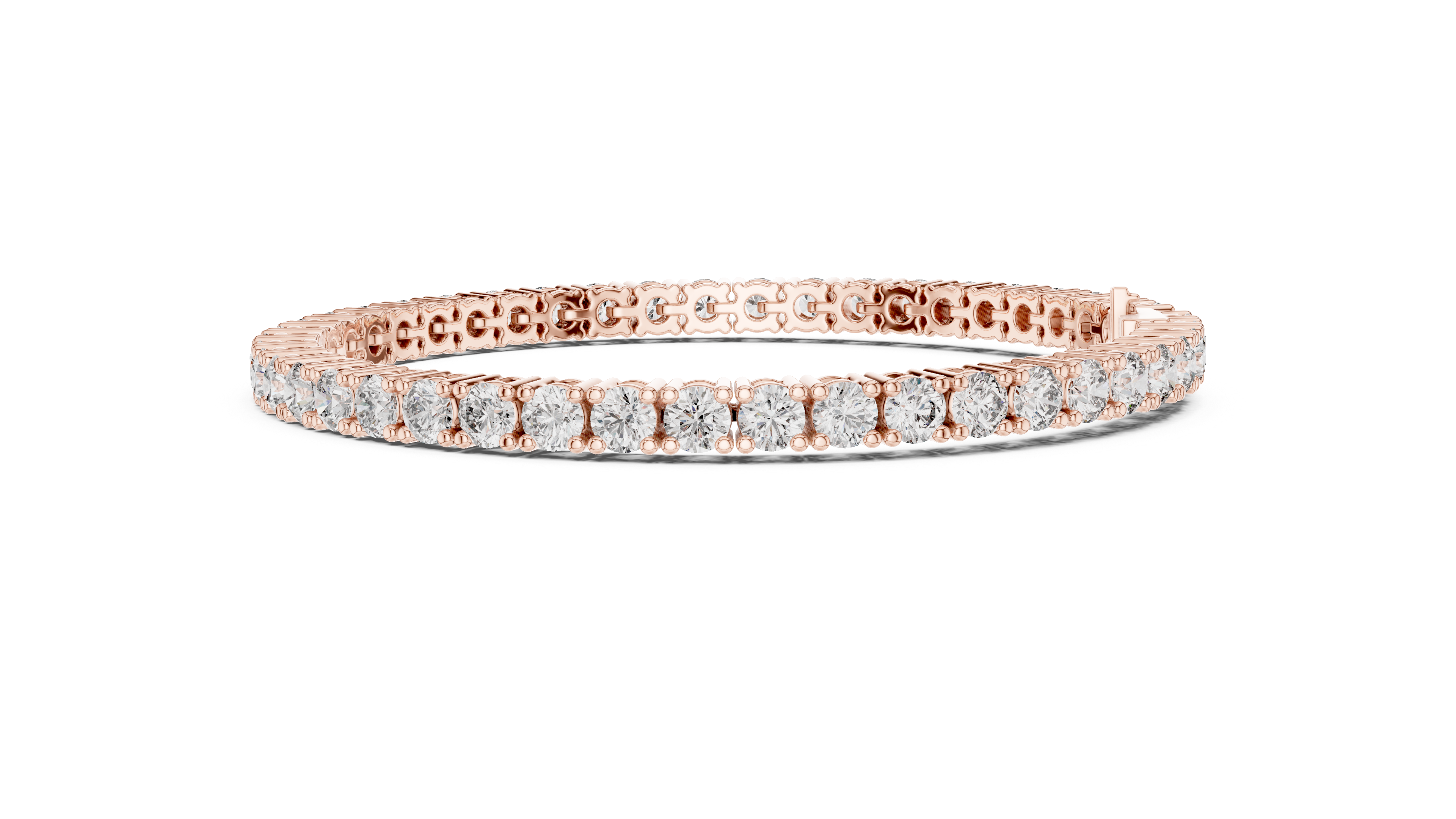 Round Cut Diamond Tennis Link Bracelet in Classic Collet Setting with Seamless Linear Brilliance