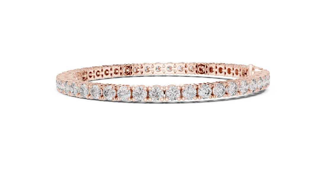 Round Cut Diamond Tennis Link Bracelet in Classic Collet Setting with Seamless Linear Brilliance