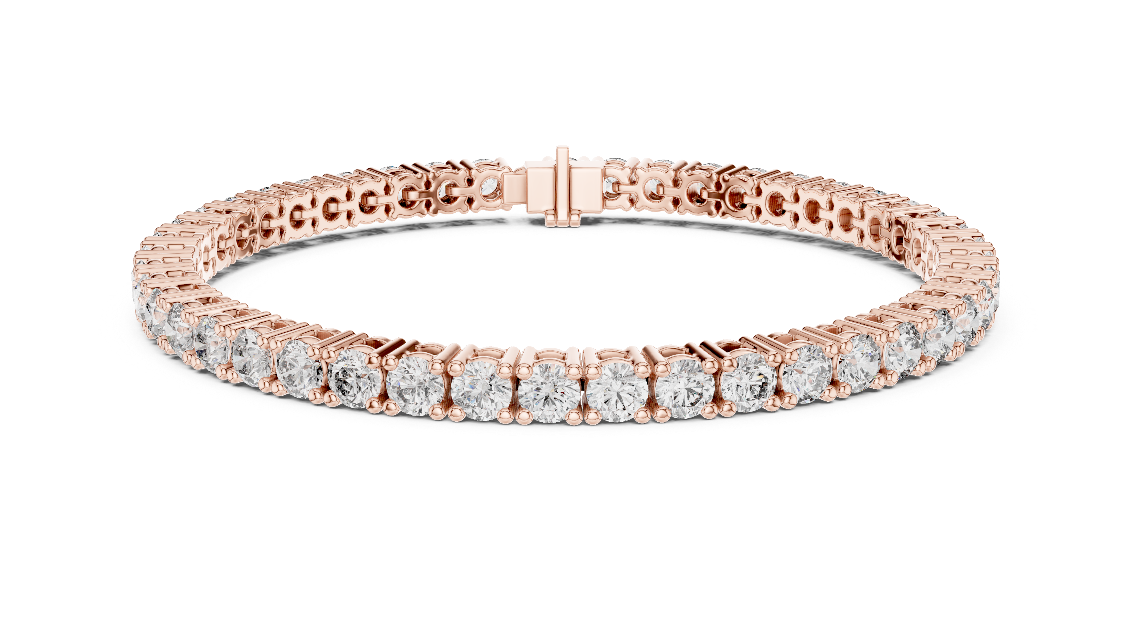 Round Cut Diamond Tennis Link Bracelet in Classic Collet Setting with Seamless Linear Brilliance