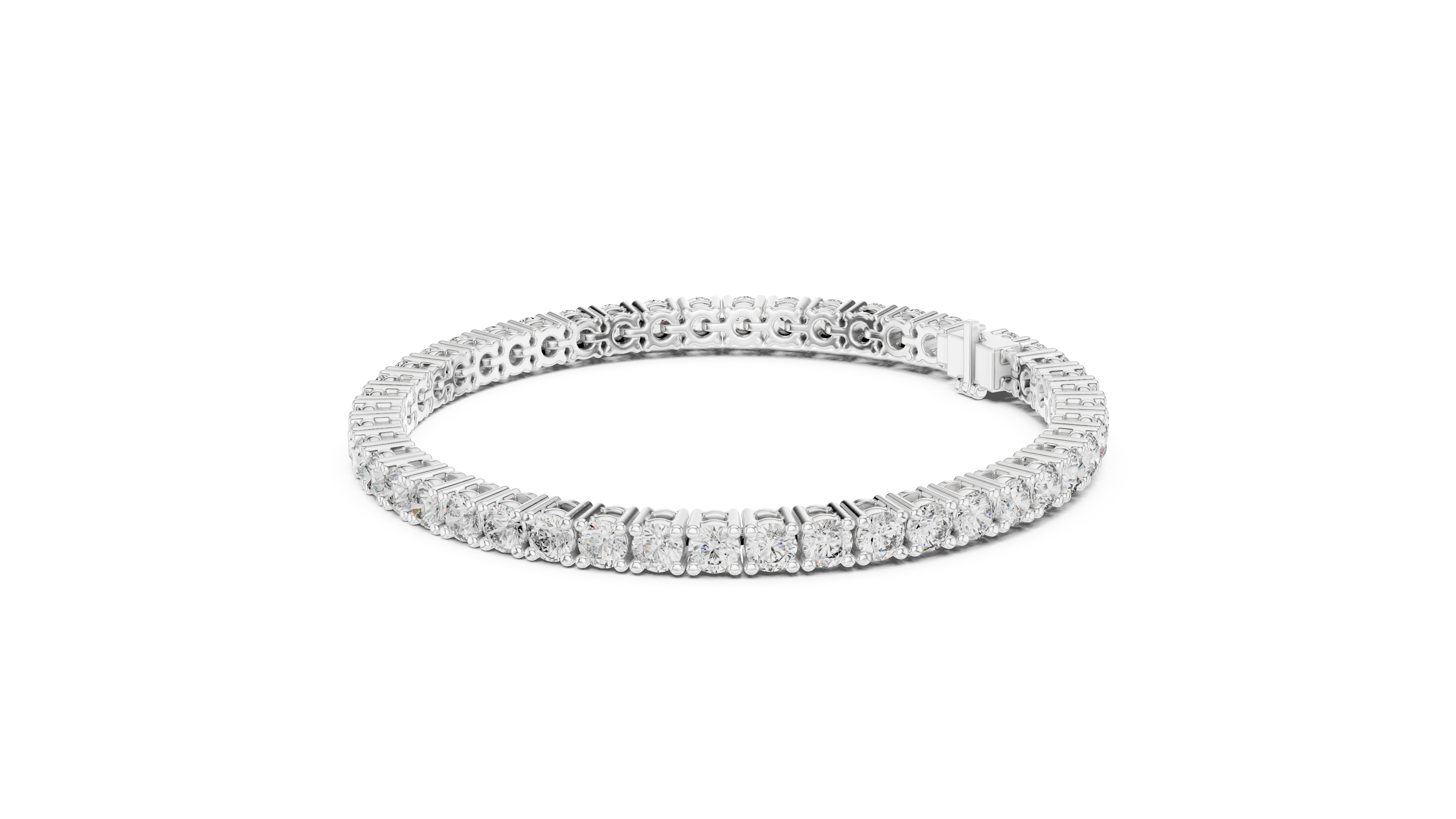 Round Cut Diamond Tennis Link Bracelet in Classic Collet Setting with Seamless Linear Brilliance