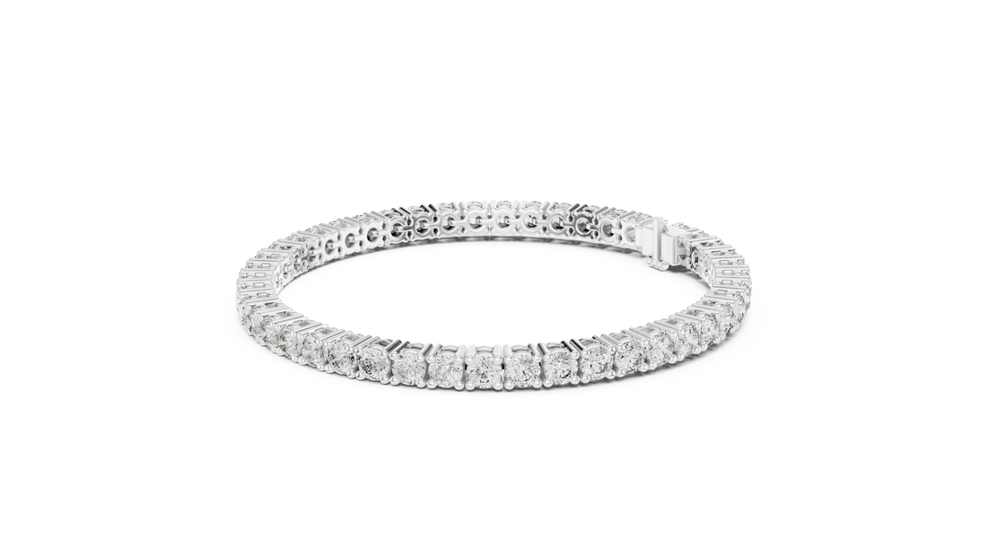 Round Cut Diamond Tennis Link Bracelet in Classic Collet Setting with Seamless Linear Brilliance