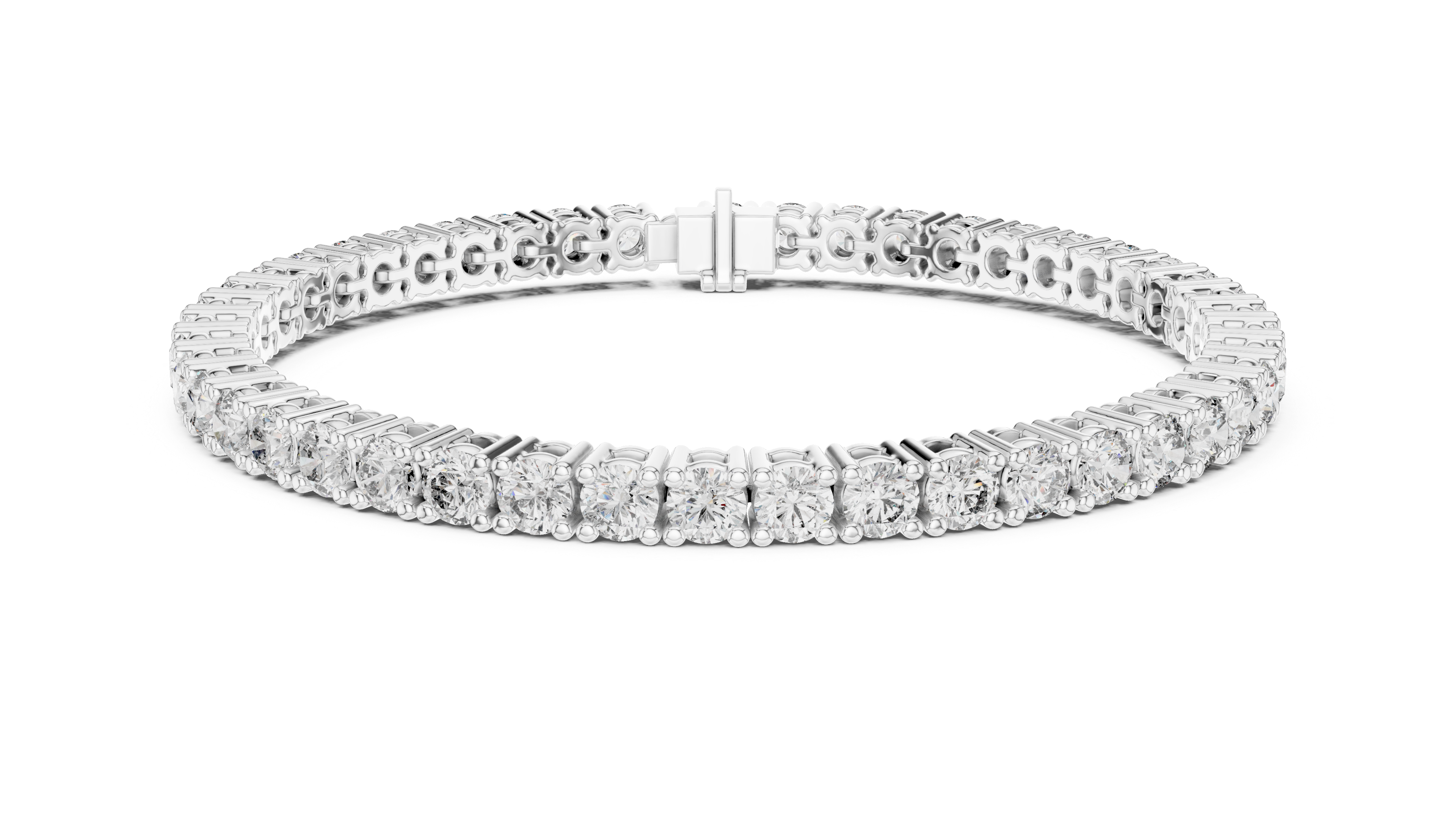 Round Cut Diamond Tennis Link Bracelet in Classic Collet Setting with Seamless Linear Brilliance