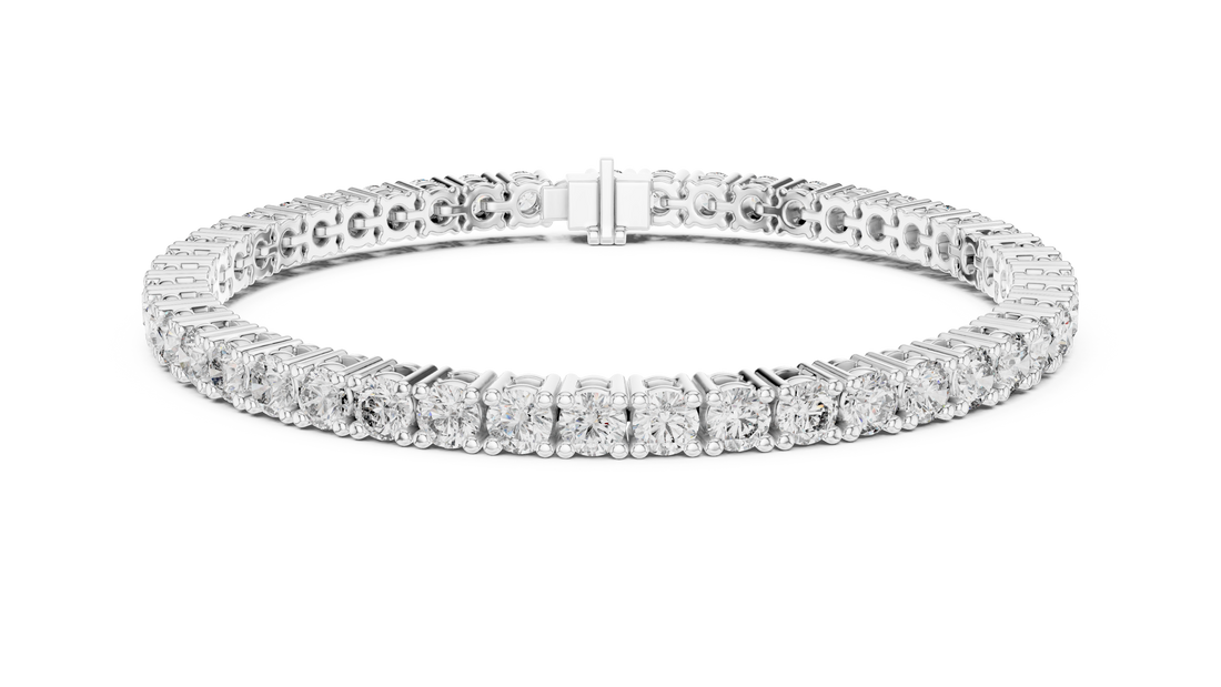 Round Cut Diamond Tennis Link Bracelet in Classic Collet Setting with Seamless Linear Brilliance