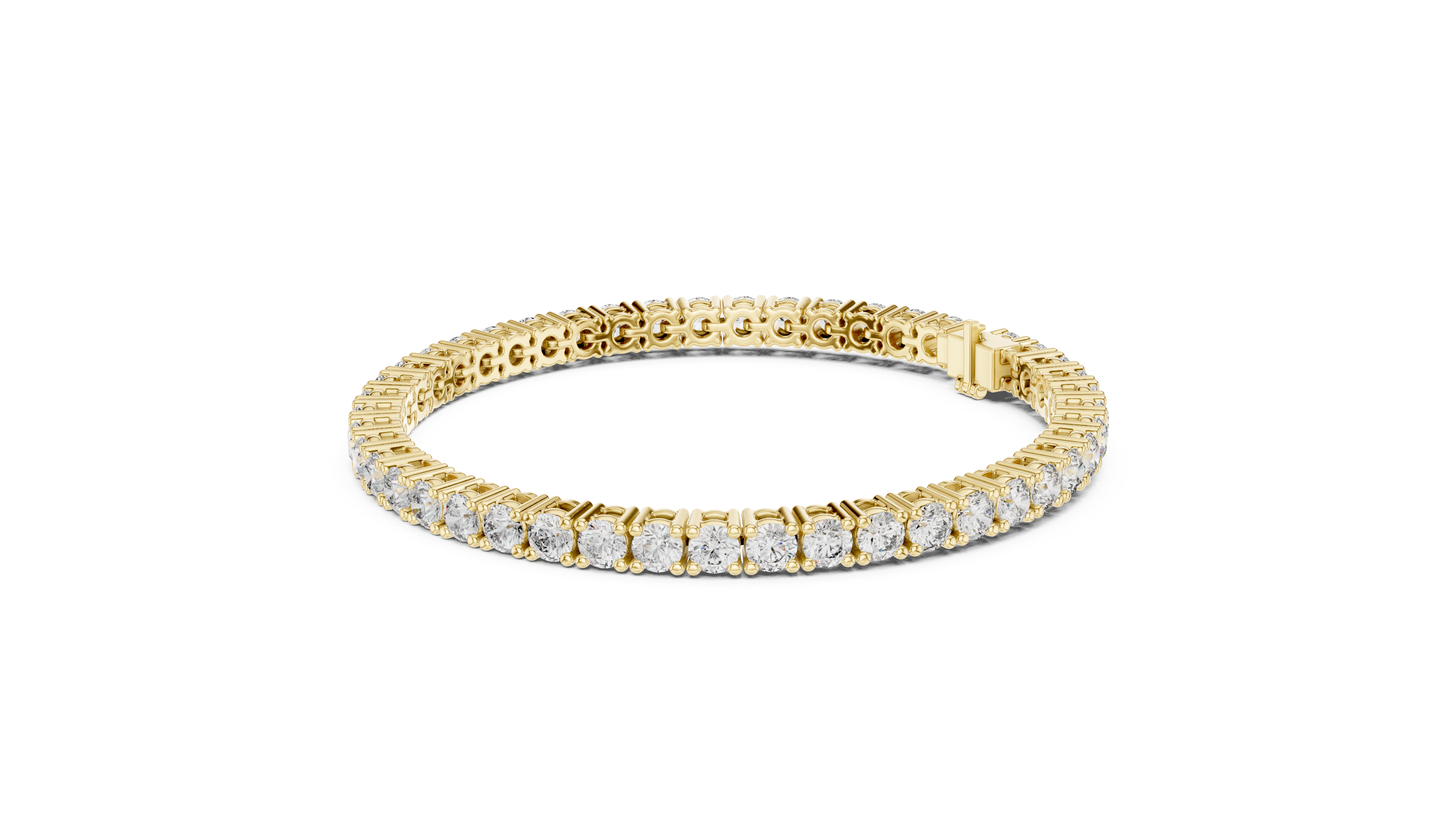 Round Cut Diamond Tennis Link Bracelet in Classic Collet Setting with Seamless Linear Brilliance
