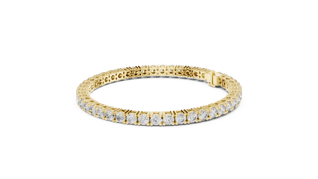 Round Cut Diamond Tennis Link Bracelet in Classic Collet Setting with Seamless Linear Brilliance