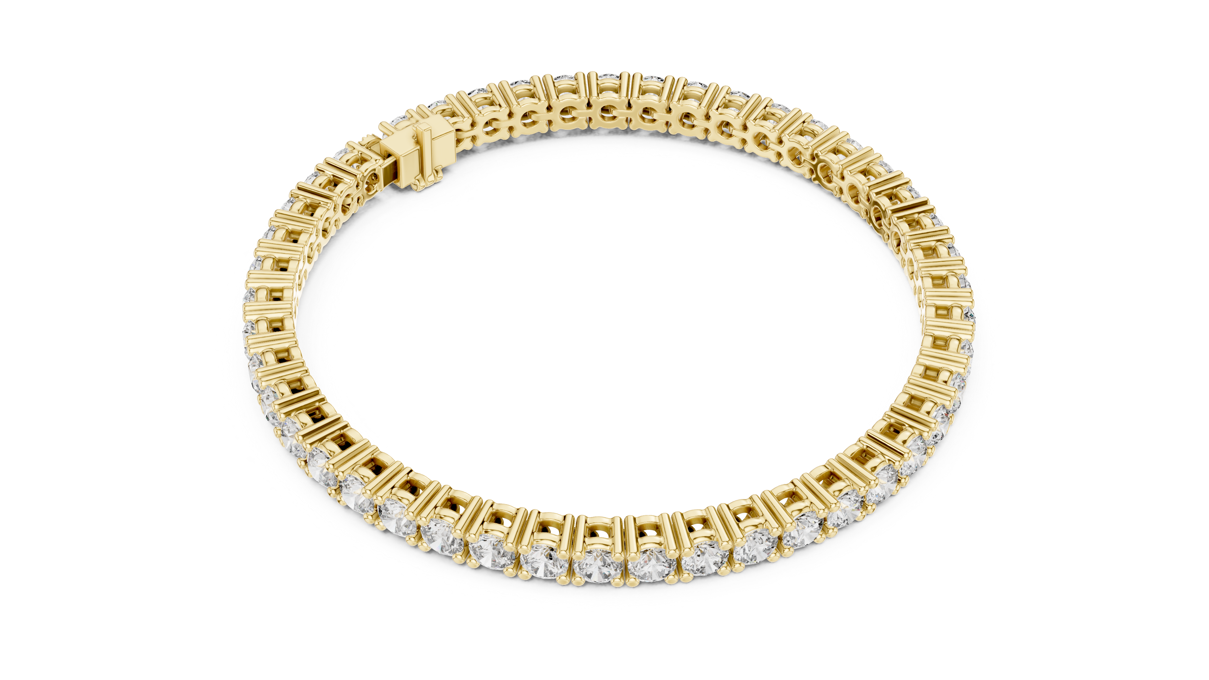 Round Cut Diamond Tennis Link Bracelet in Classic Collet Setting with Seamless Linear Brilliance