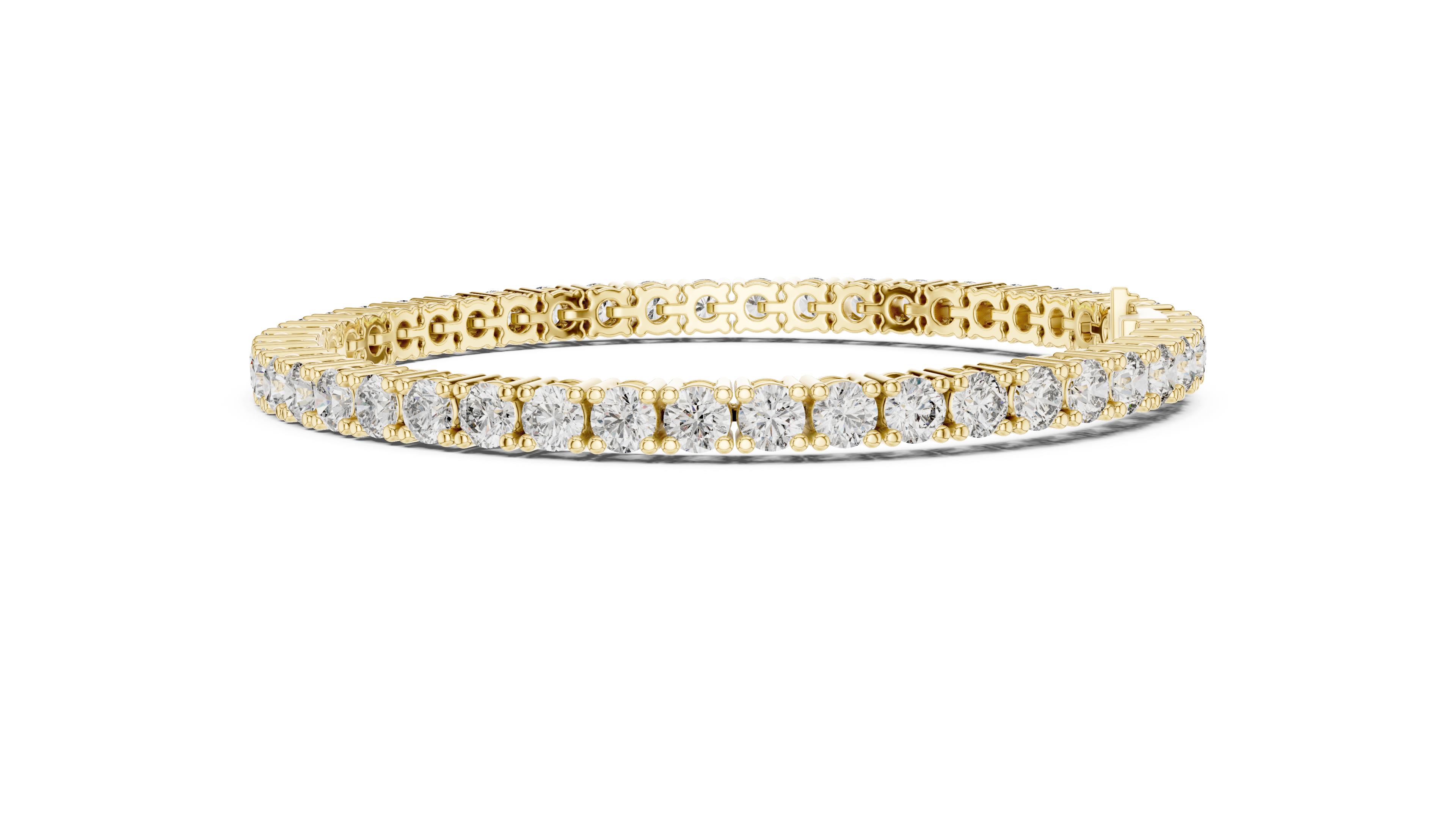 Round Cut Diamond Tennis Link Bracelet in Classic Collet Setting with Seamless Linear Brilliance