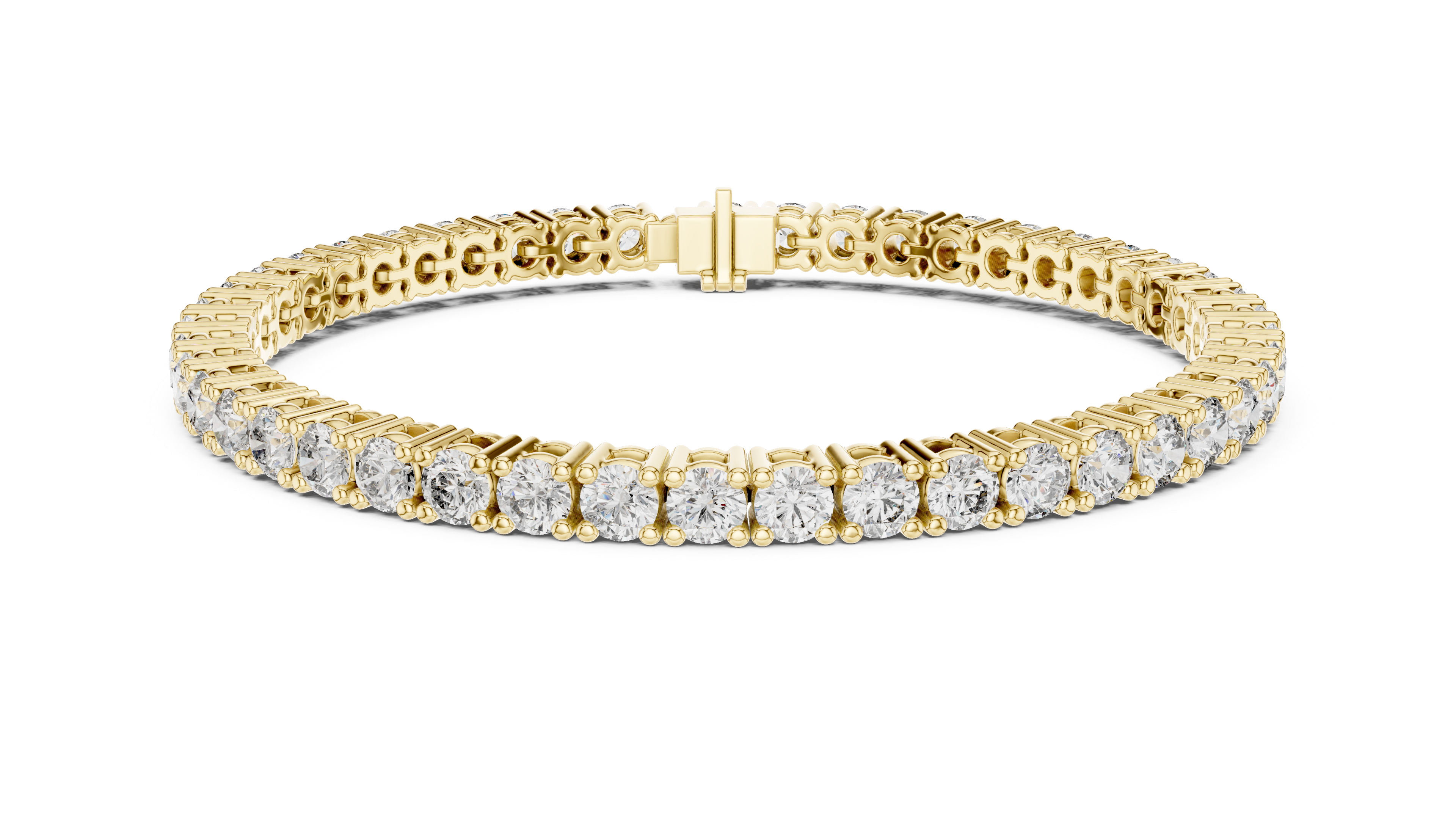 Round Cut Diamond Tennis Link Bracelet in Classic Collet Setting with Seamless Linear Brilliance