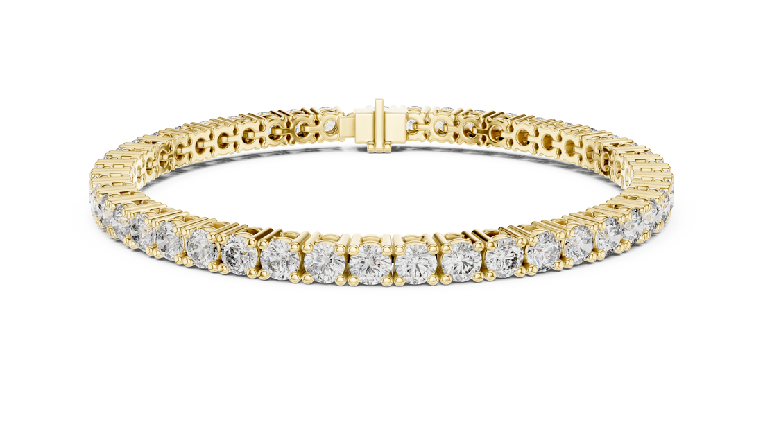 Round Cut Diamond Tennis Link Bracelet in Classic Collet Setting with Seamless Linear Brilliance