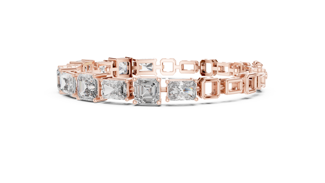 Emerald and Radiant Cut Diamond Tennis Bracelet