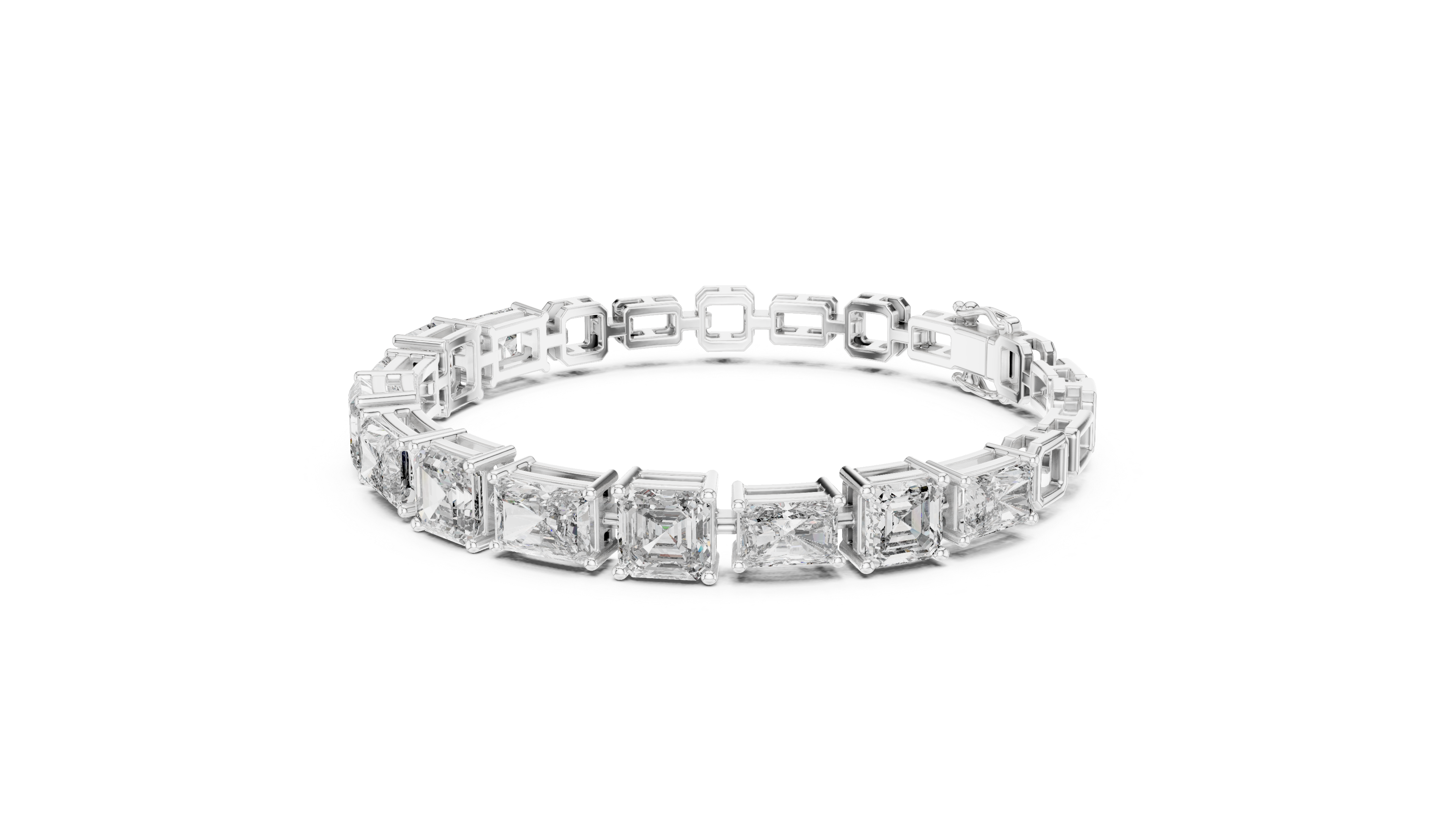 Emerald and Radiant Cut Diamond Tennis Bracelet