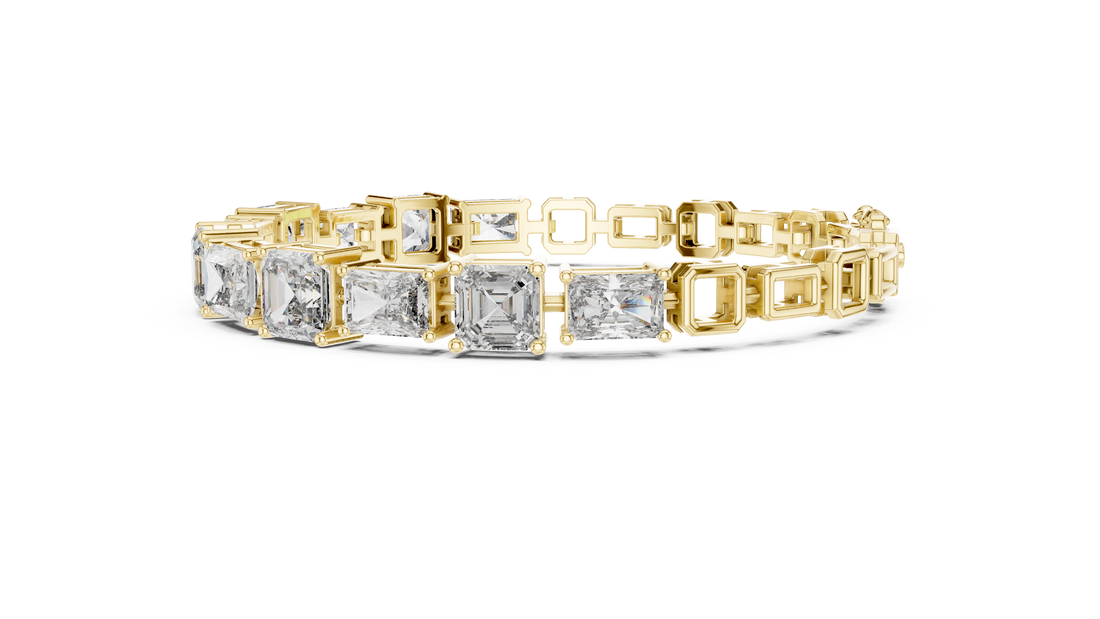 Emerald and Radiant Cut Diamond Tennis Bracelet