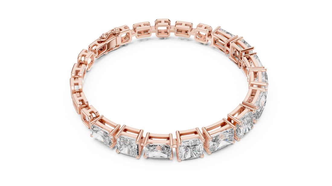 Mixed Cut Diamond Tennis Bracelet with Radiant and Emerald Link Design