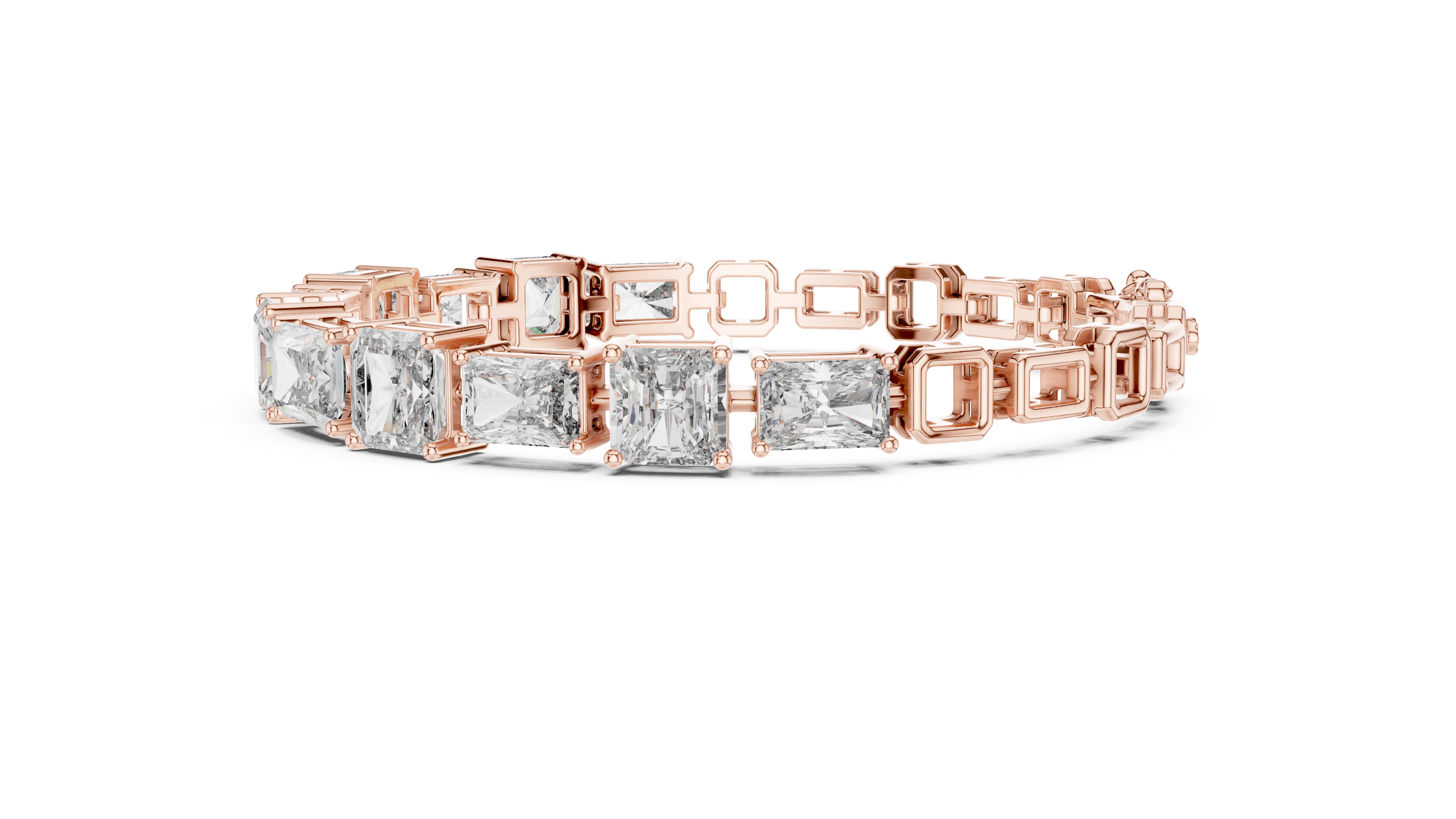 Mixed Cut Diamond Tennis Bracelet with Radiant and Emerald Link Design