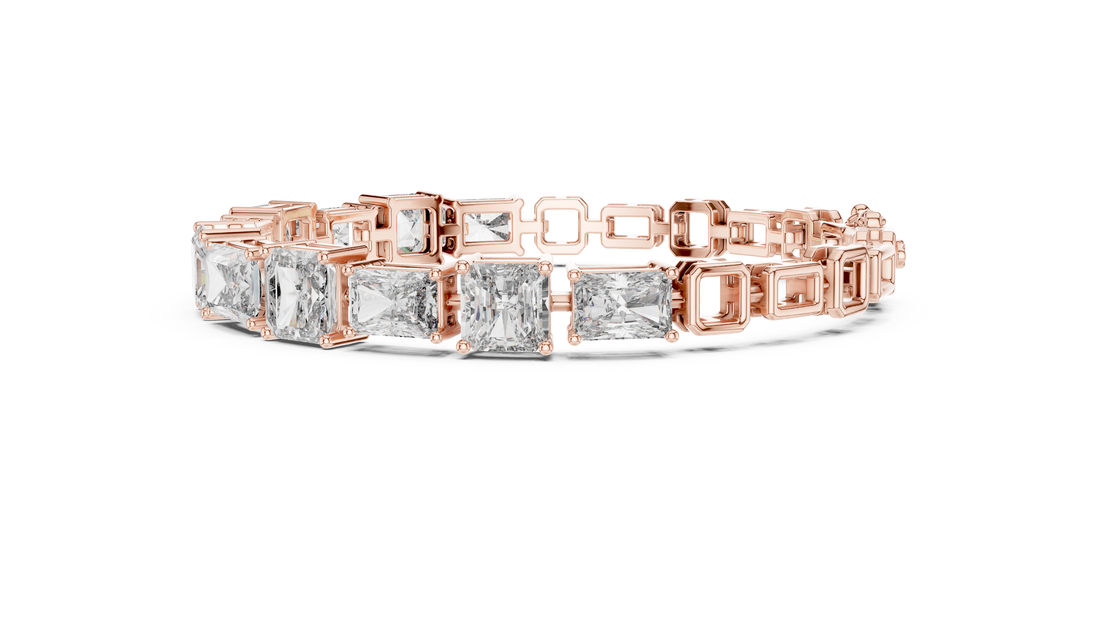 Mixed Cut Diamond Tennis Bracelet with Radiant and Emerald Link Design