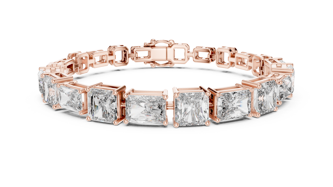 Mixed Cut Diamond Tennis Bracelet with Radiant and Emerald Link Design