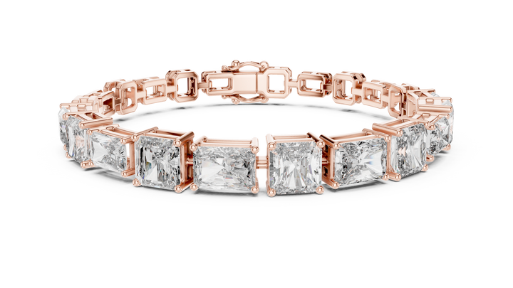 Mixed Cut Diamond Tennis Bracelet with Radiant and Emerald Link Design