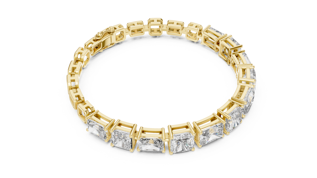 Mixed Cut Diamond Tennis Bracelet with Radiant and Emerald Link Design