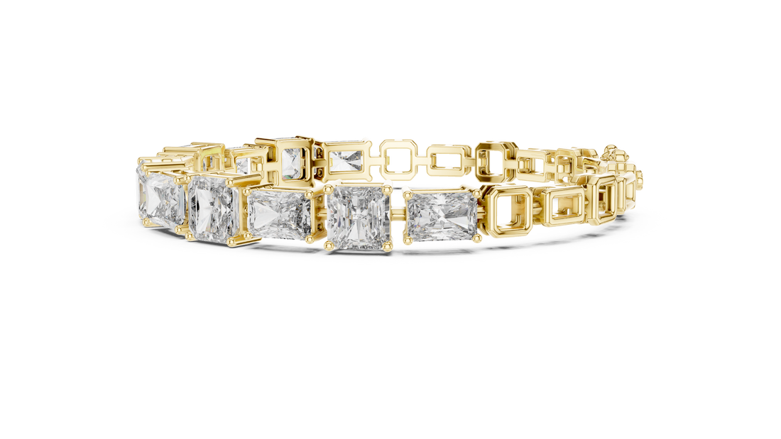 Mixed Cut Diamond Tennis Bracelet with Radiant and Emerald Link Design