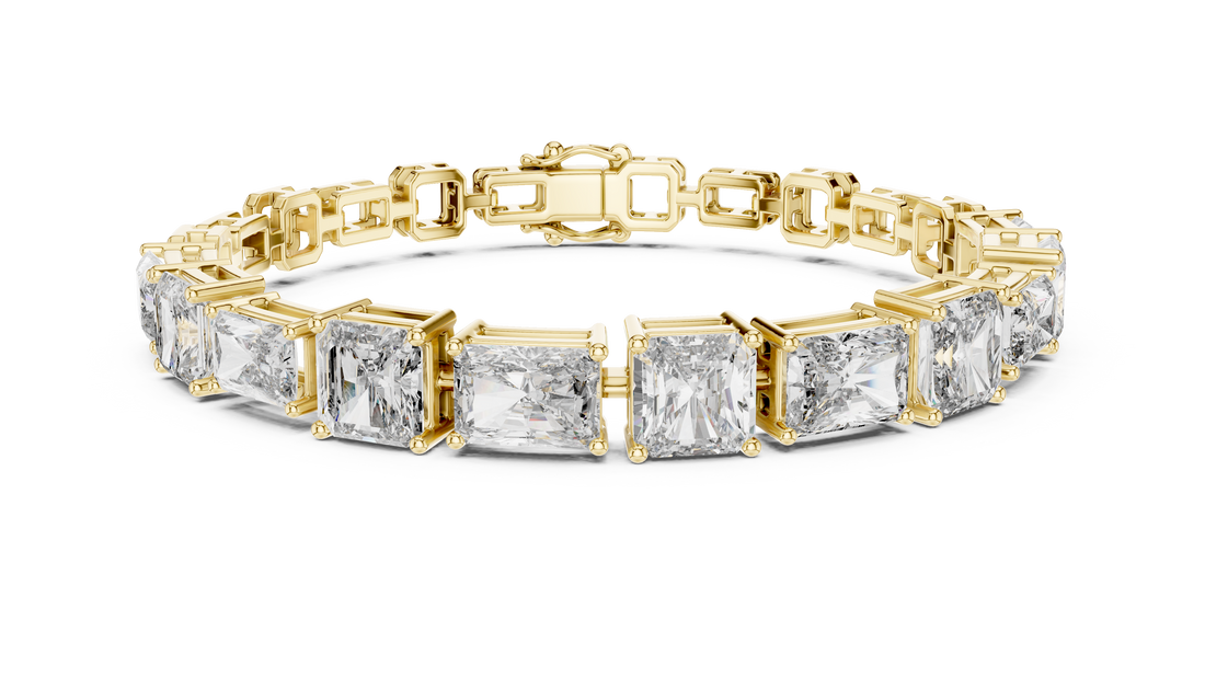 Mixed Cut Diamond Tennis Bracelet with Radiant and Emerald Link Design