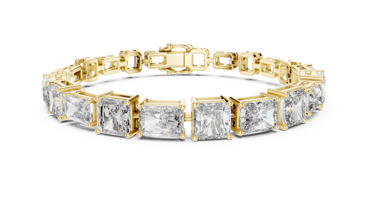 Mixed Cut Diamond Tennis Bracelet with Radiant and Emerald Link Design