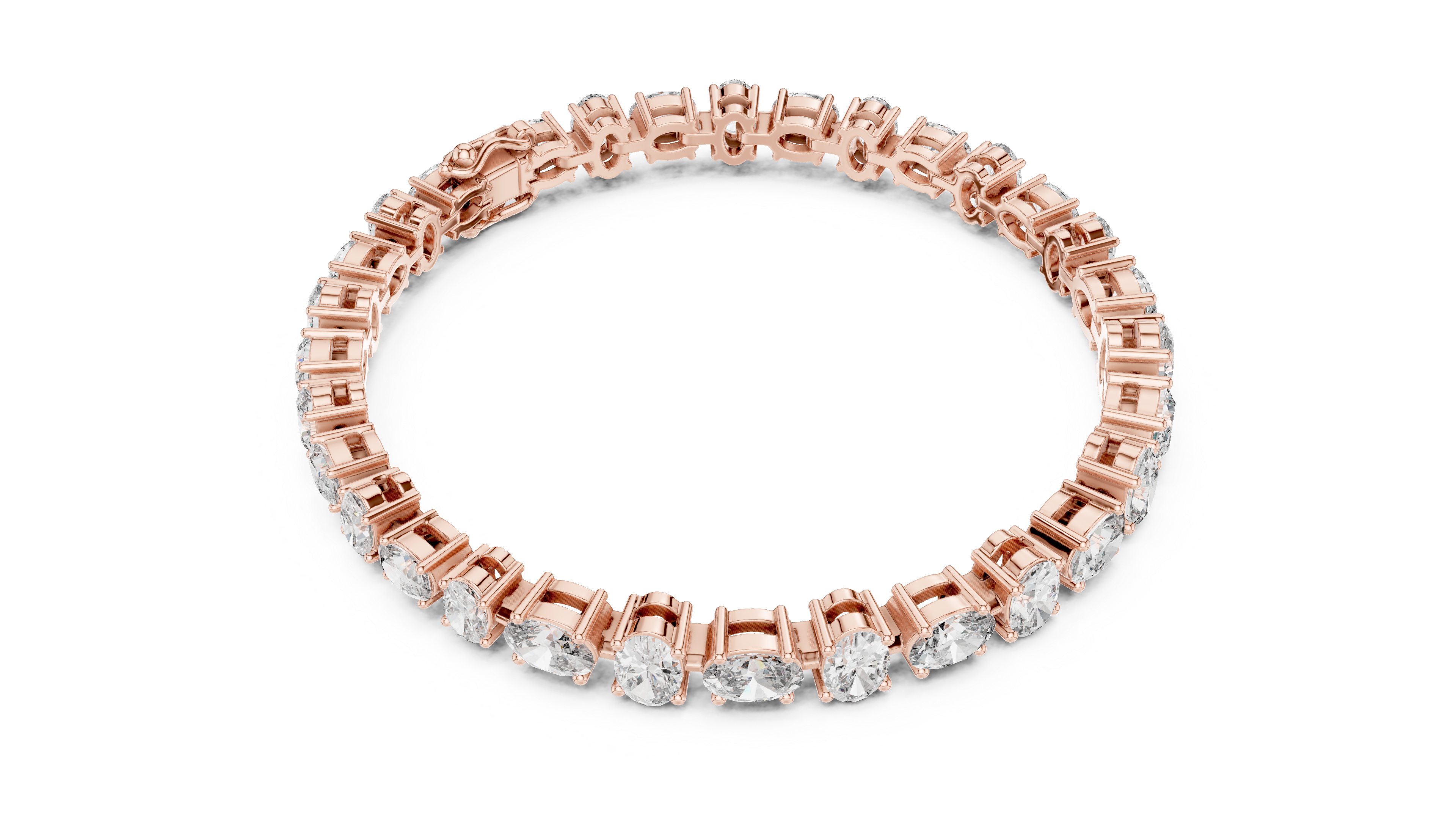 Oval Cut Diamond Tennis Chain Bracelet in Classic Collet Setting with Graduated Brilliance