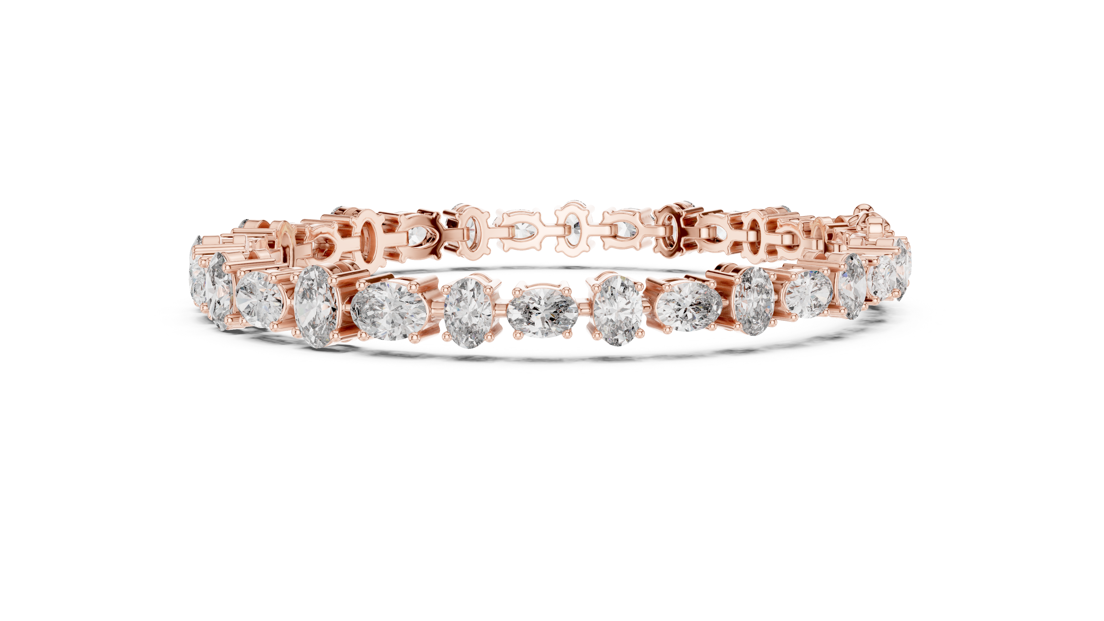 Oval Cut Diamond Tennis Chain Bracelet in Classic Collet Setting with Graduated Brilliance