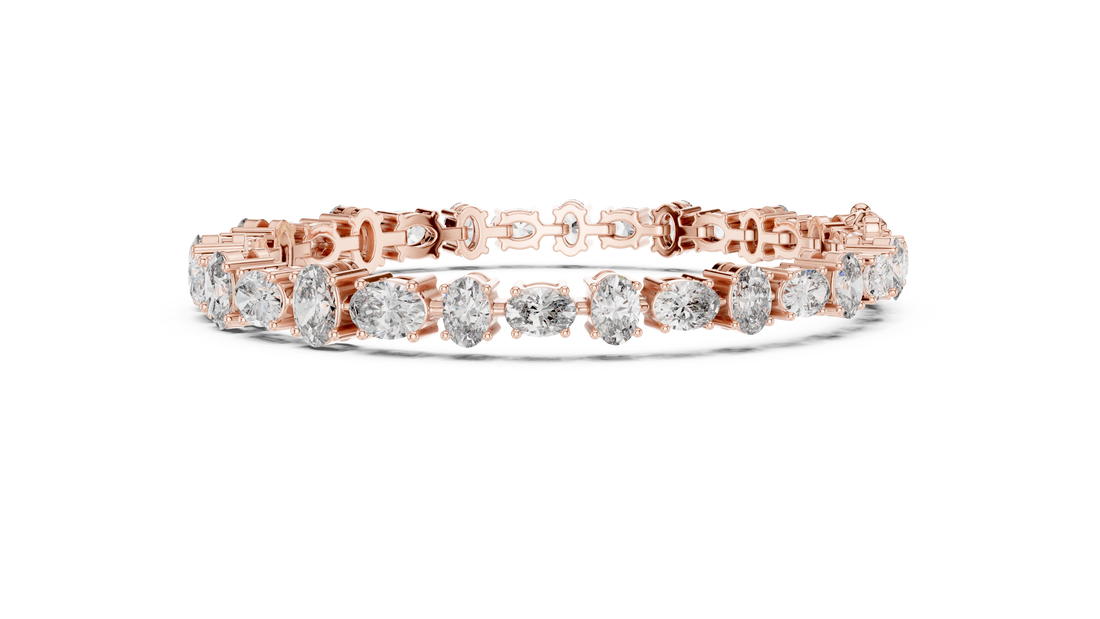 Oval Cut Diamond Tennis Chain Bracelet in Classic Collet Setting with Graduated Brilliance