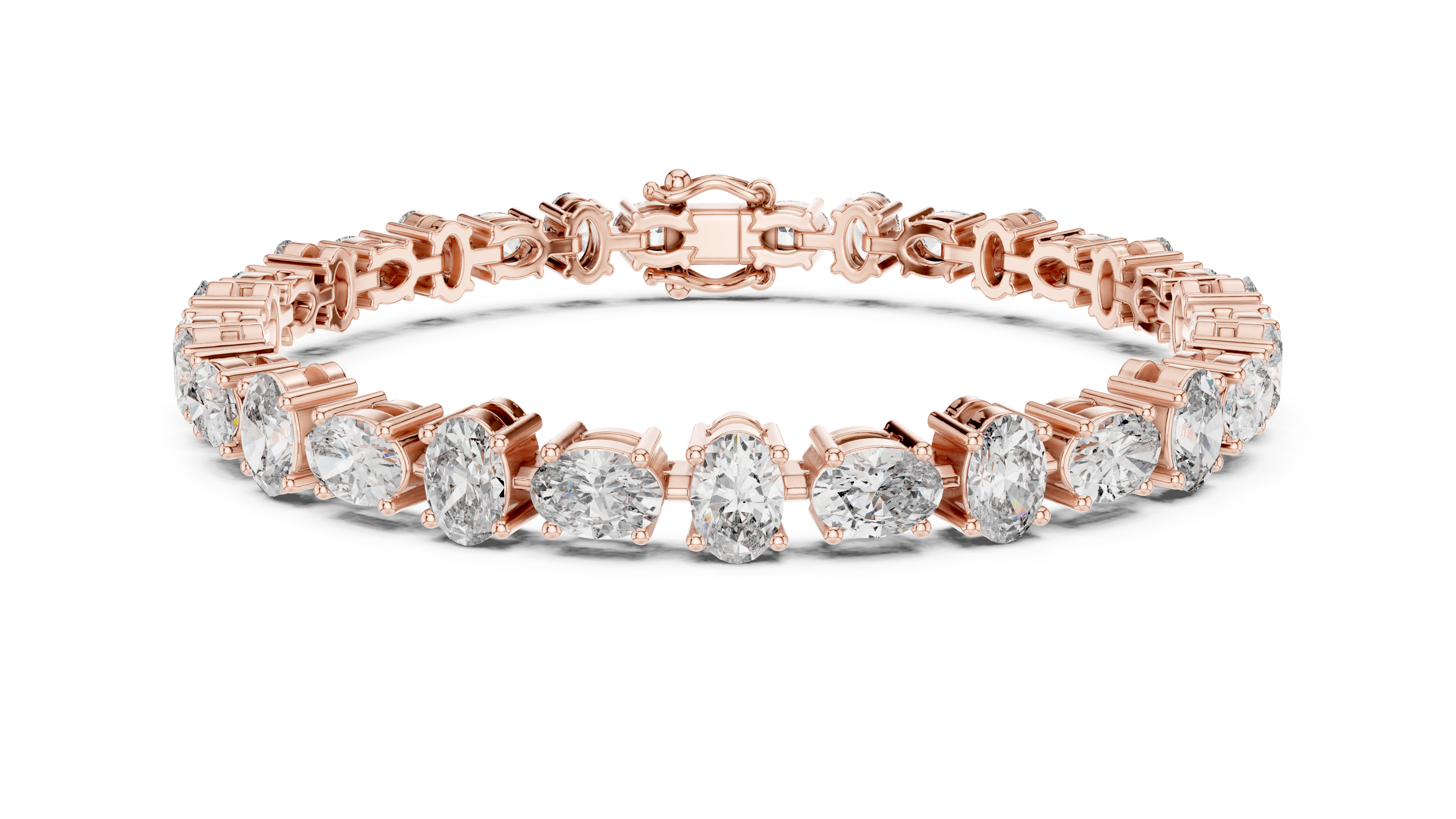 Oval Cut Diamond Tennis Chain Bracelet in Classic Collet Setting with Graduated Brilliance
