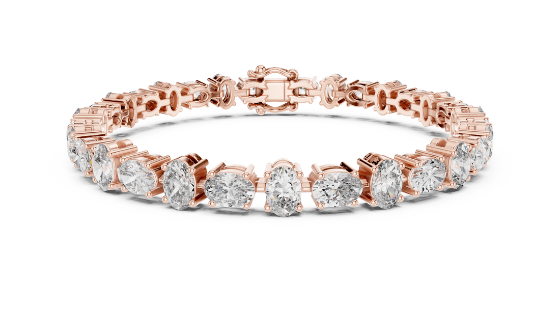 Oval Cut Diamond Tennis Chain Bracelet in Classic Collet Setting with Graduated Brilliance