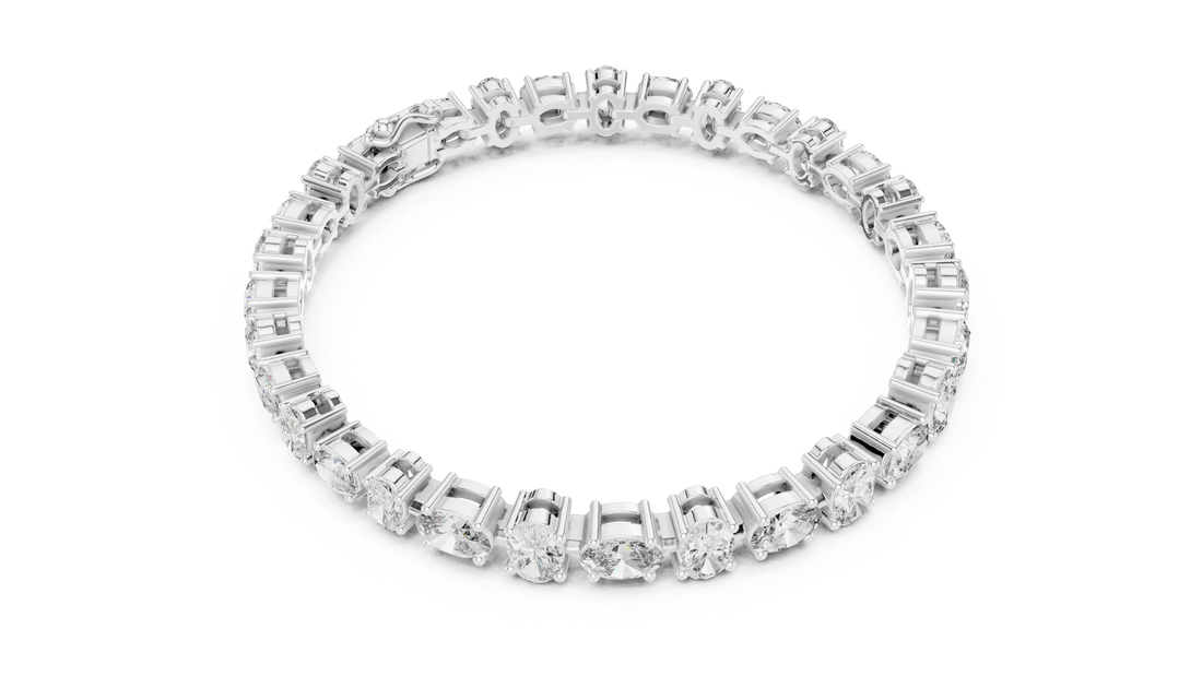 Oval Cut Diamond Tennis Chain Bracelet in Classic Collet Setting with Graduated Brilliance